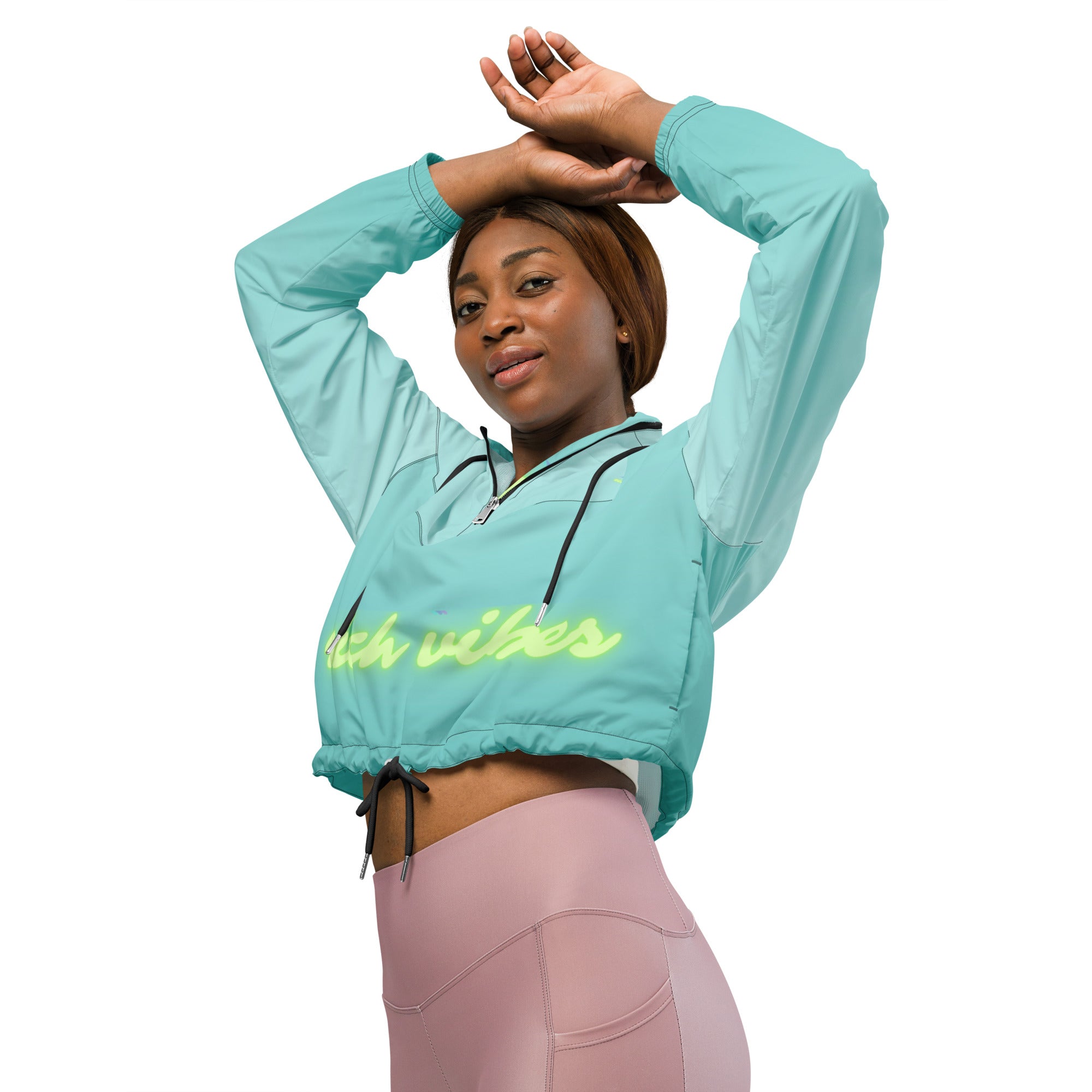 Rich Vibes Volt RV Aqua Green - Women’s cropped windbreaker