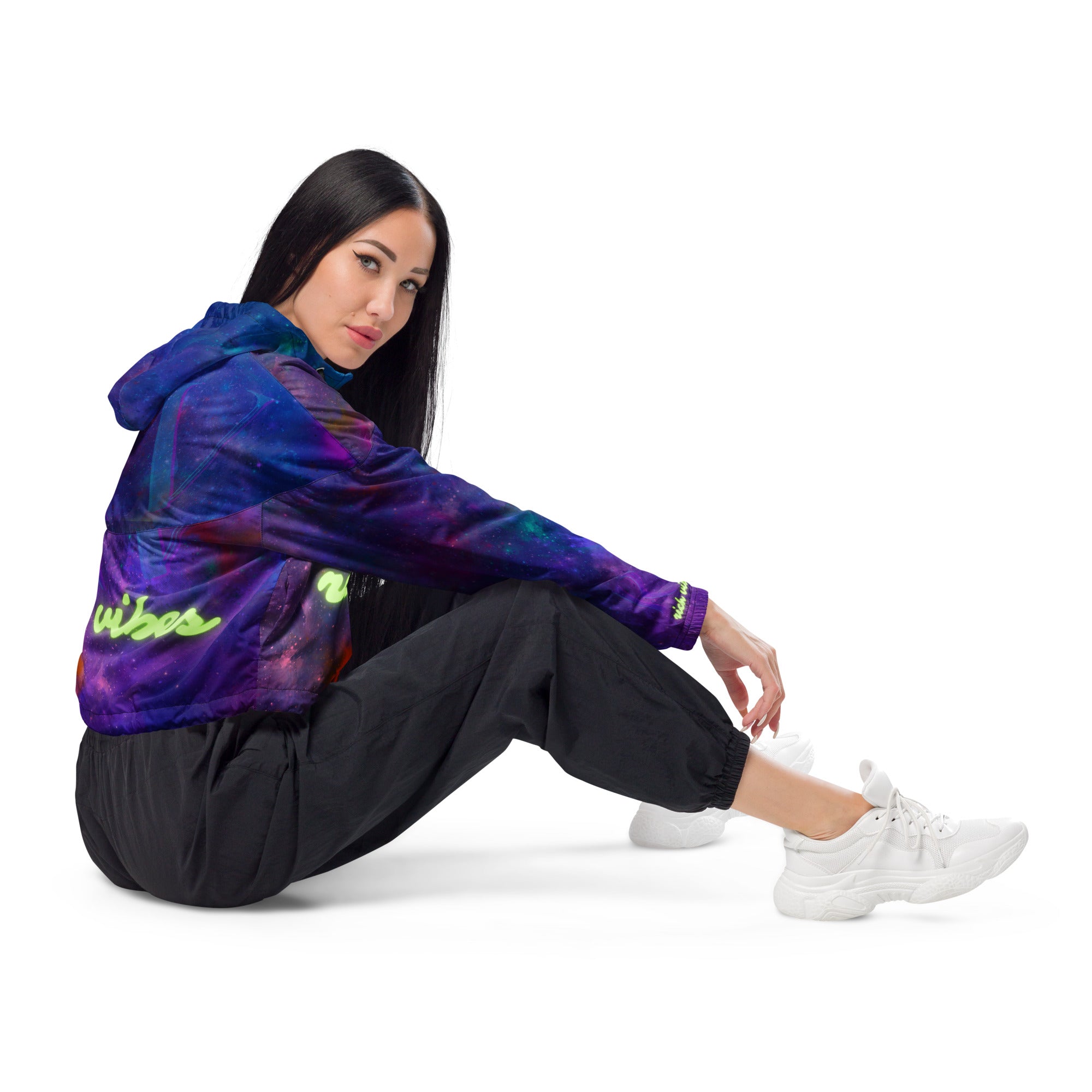 Rich Vibes Volt RV Purple Galaxy - Women’s cropped windbreaker