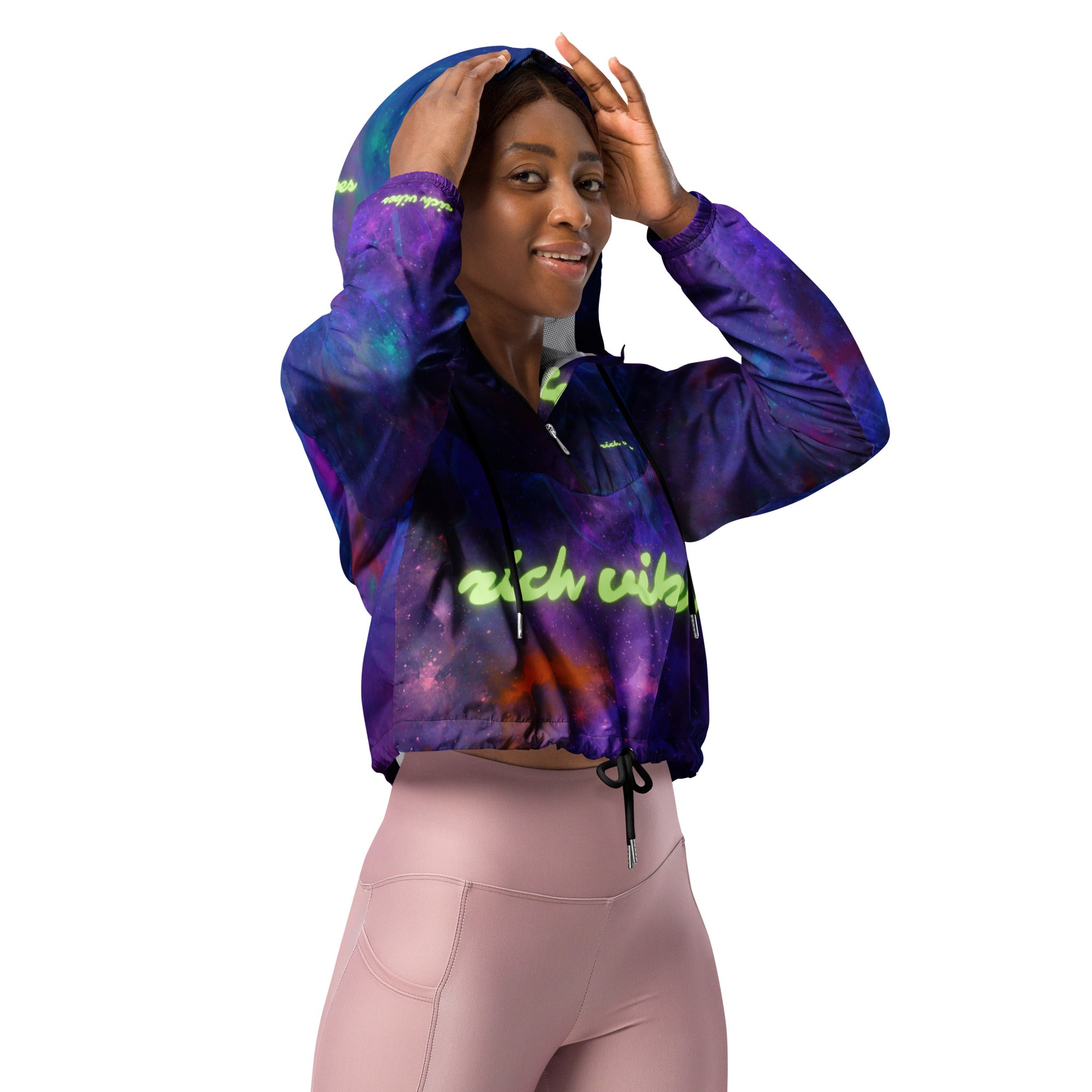 Rich Vibes Volt RV Purple Galaxy - Women’s cropped windbreaker