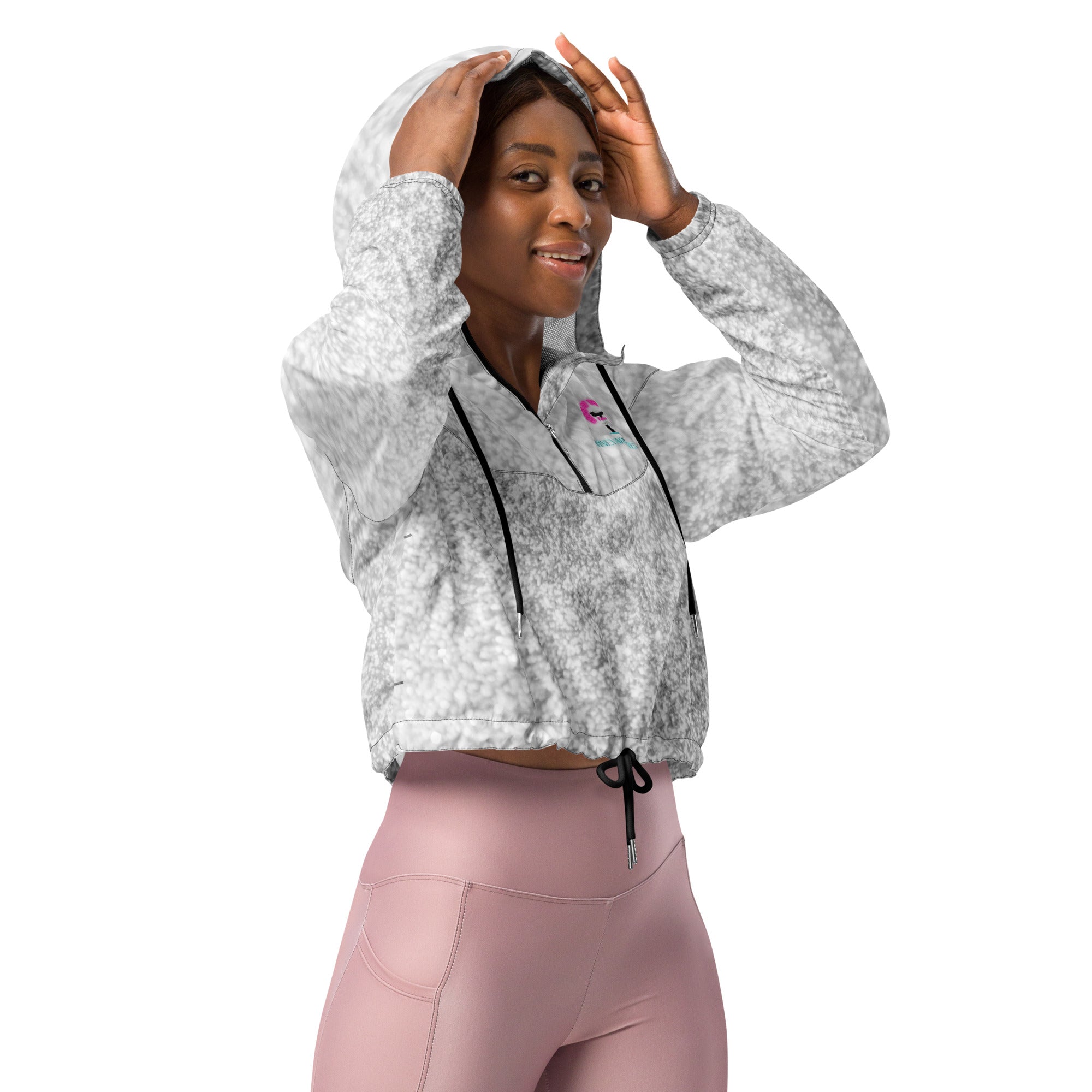 Vineyard Vibes Light Blue Sparkle - Women’s cropped windbreaker