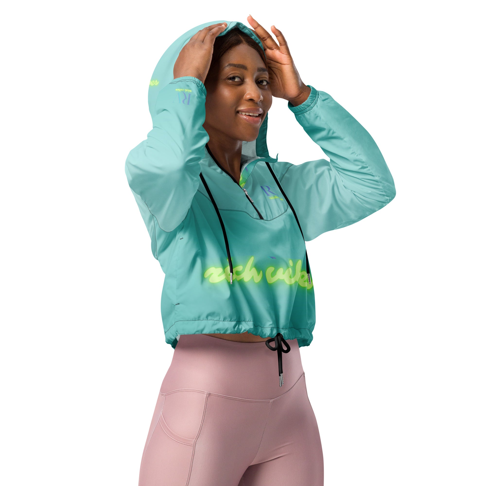 Rich Vibes Volt RV Aqua Green - Women’s cropped windbreaker