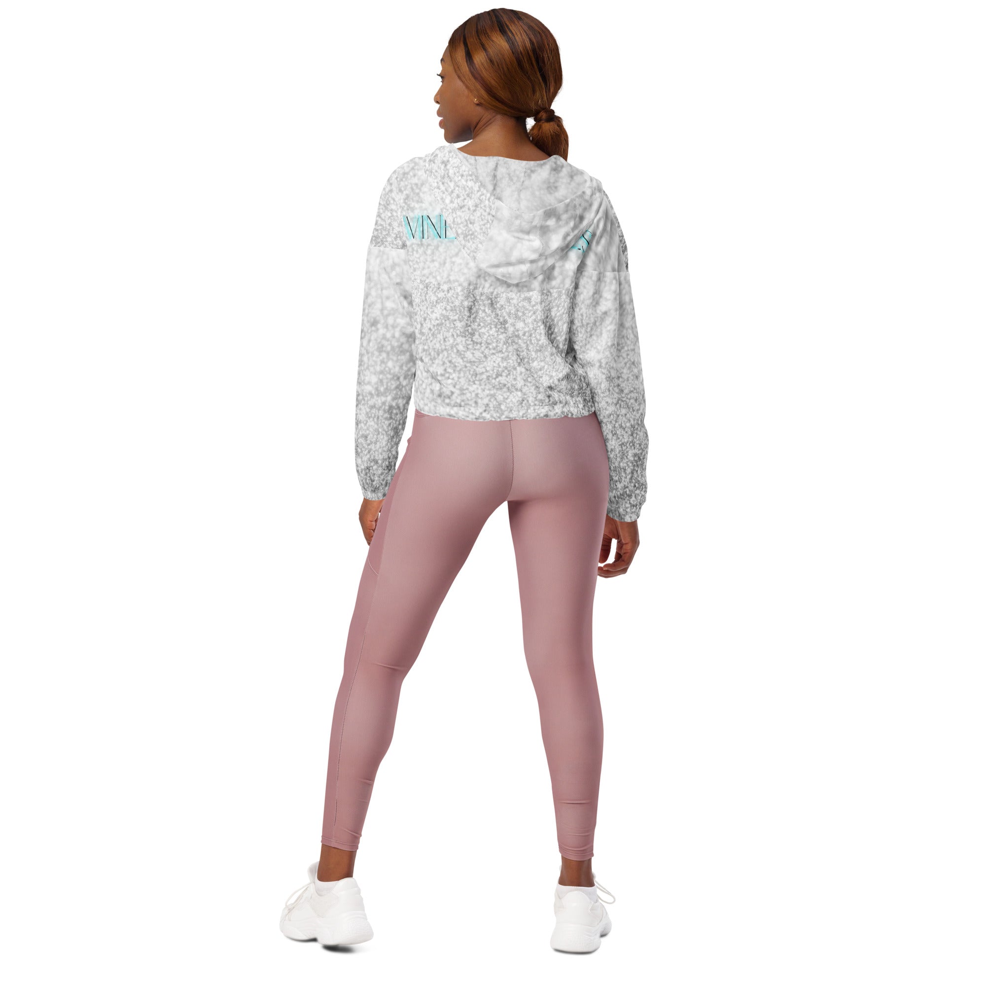 Vineyard Vibes Light Blue Sparkle - Women’s cropped windbreaker