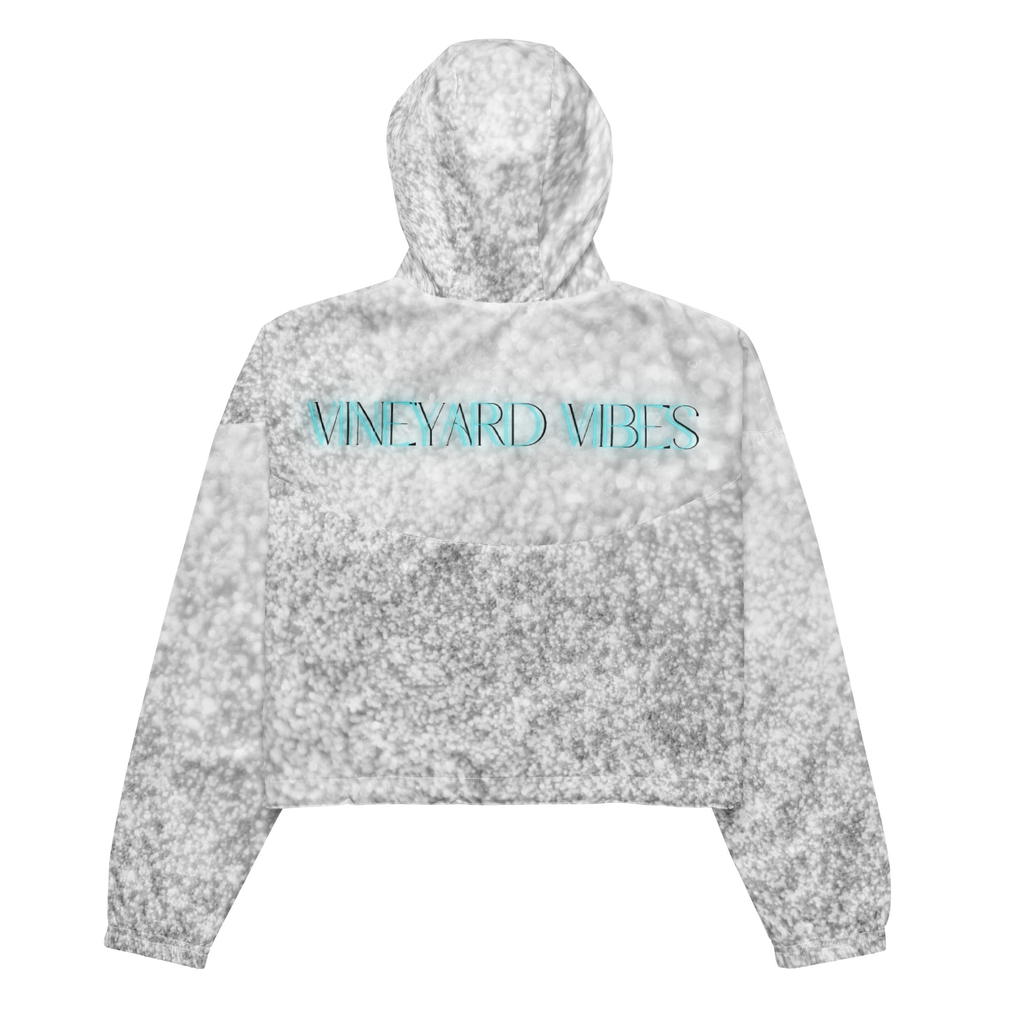 Vineyard Vibes Light Blue Sparkle - Women’s cropped windbreaker