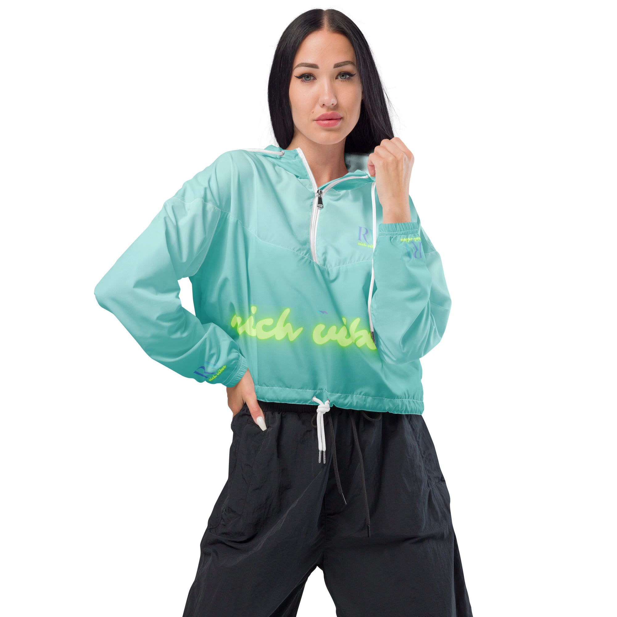 Rich Vibes Volt RV Aqua Green - Women’s cropped windbreaker