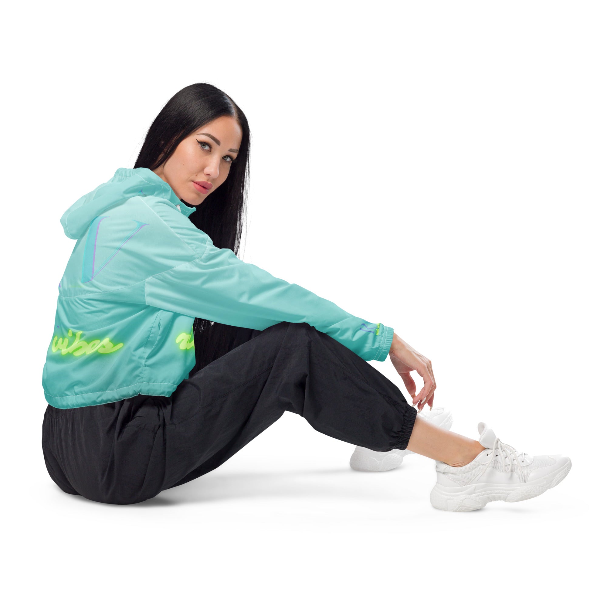 Rich Vibes Volt RV Aqua Green - Women’s cropped windbreaker