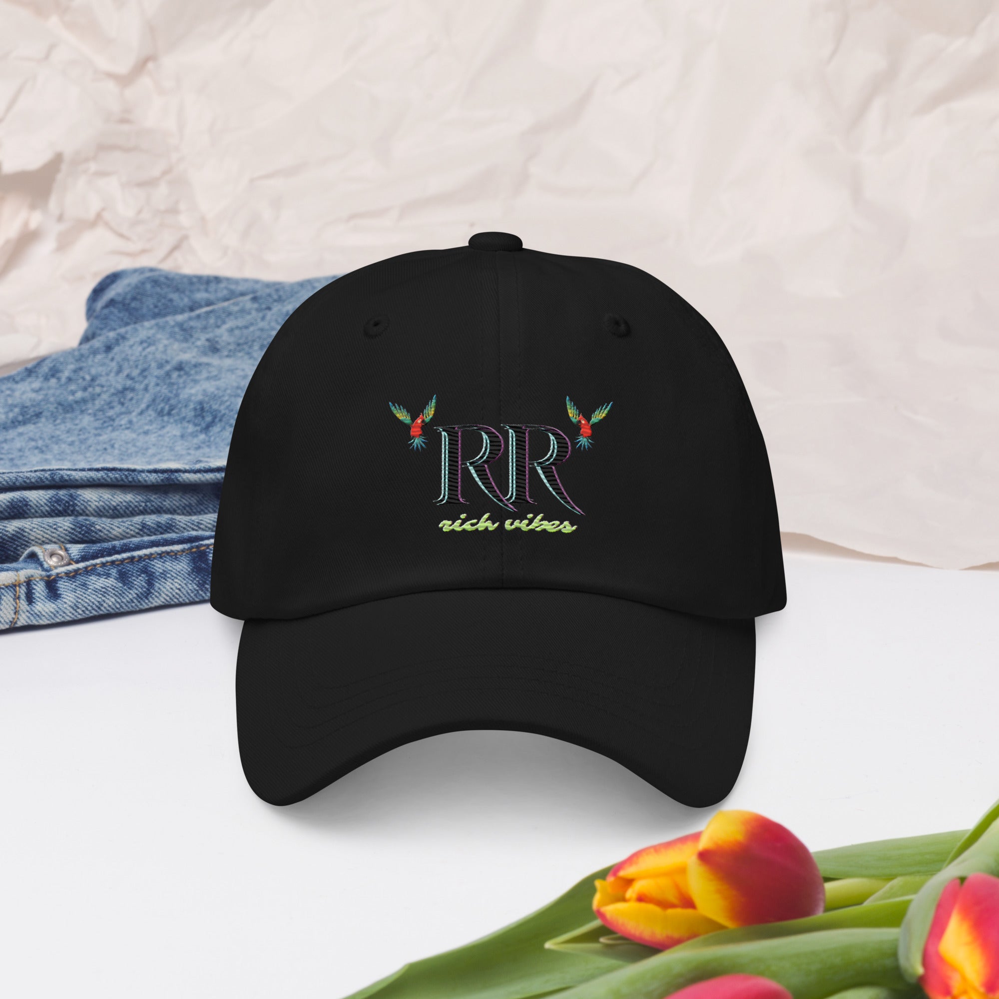 Rich Vibes RR Volt Logo - Dad hat Black