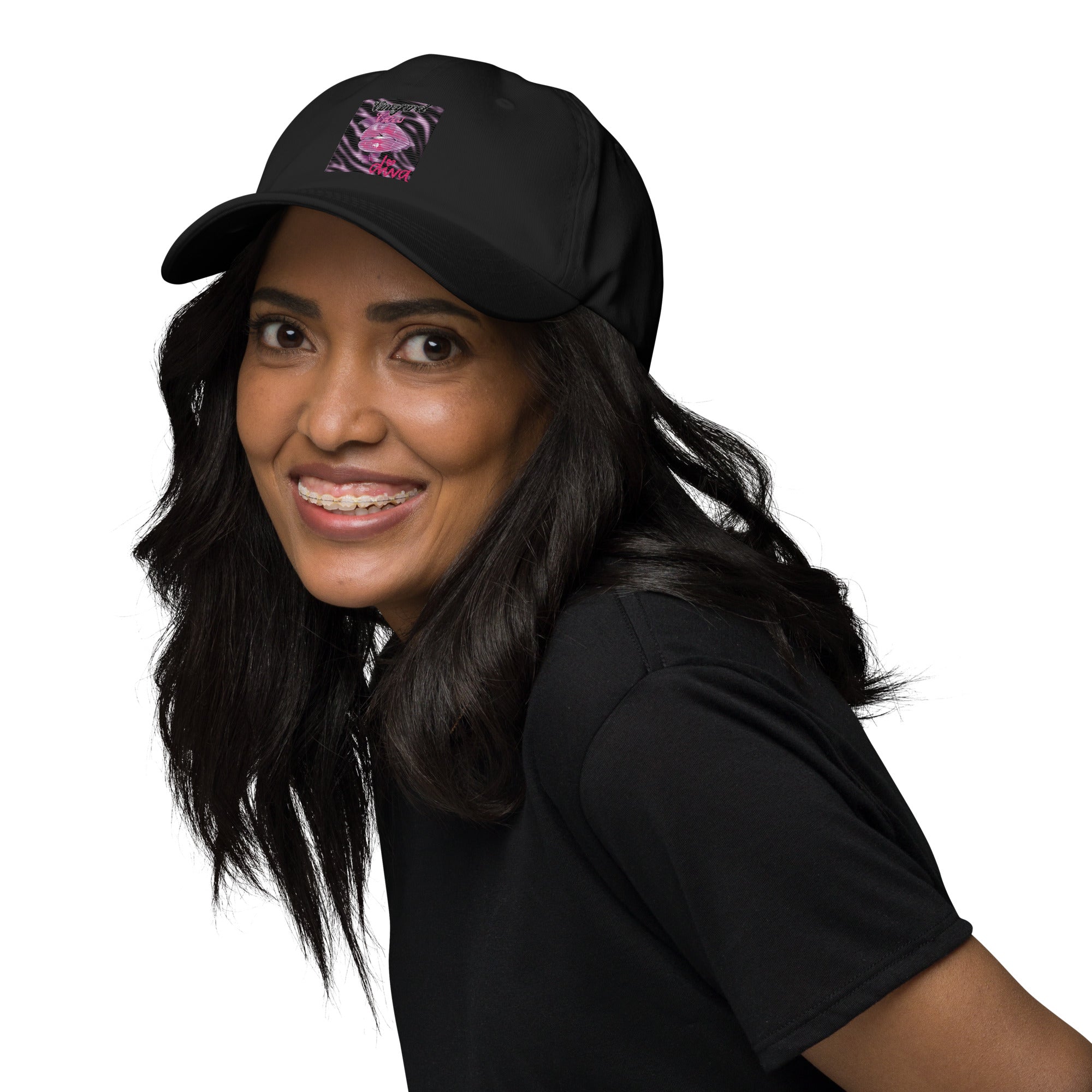 Vineyard Vibes Pink Print Diva Kiss - Dad hat Black