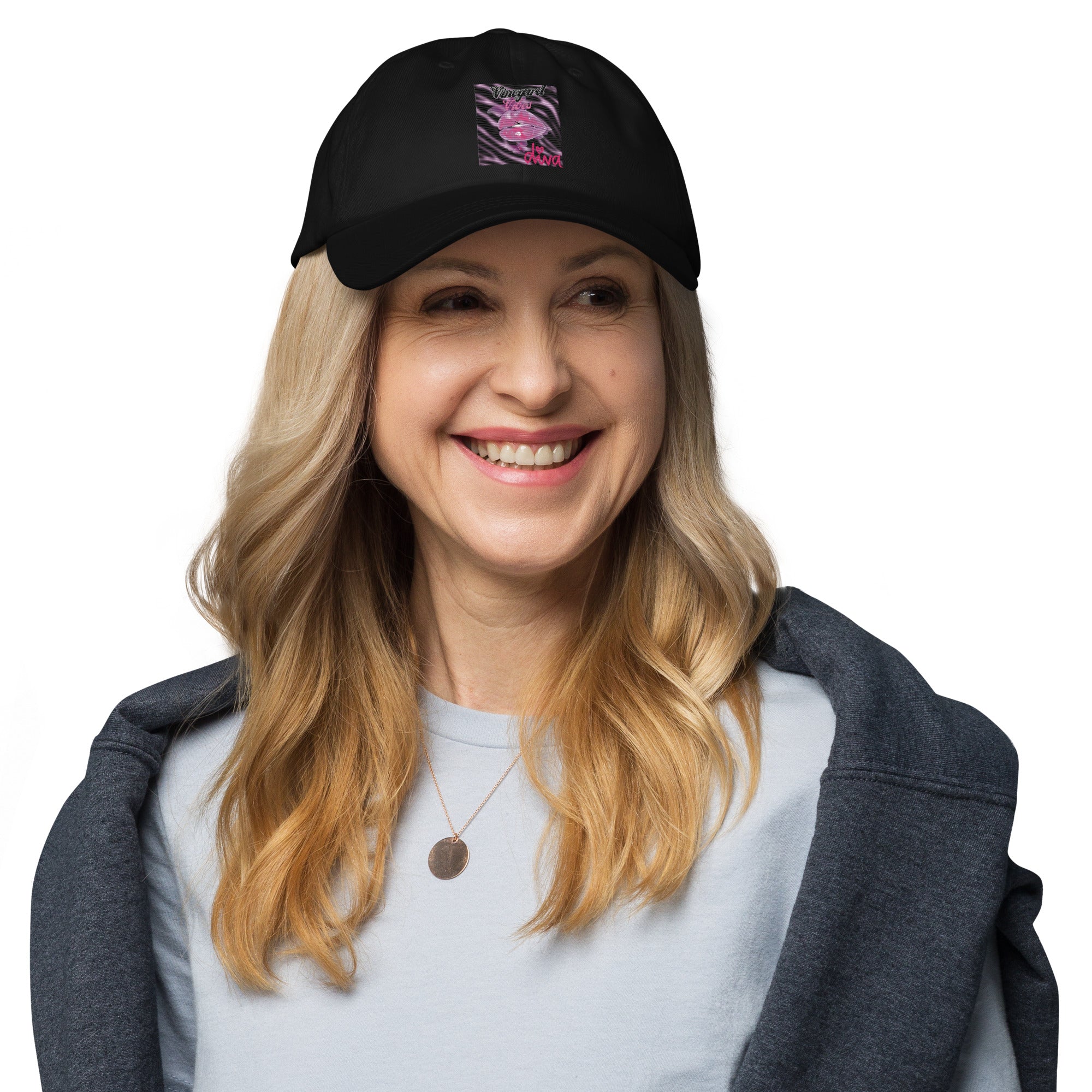 Vineyard Vibes Pink Print Diva Kiss - Dad hat Black