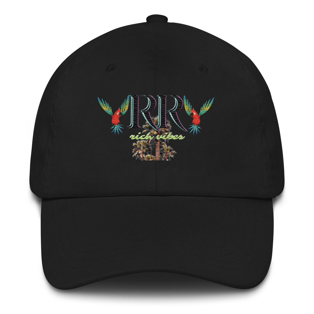 Rich Vibes RR Colorful Palm Tree Silhouette - Dad hat Black