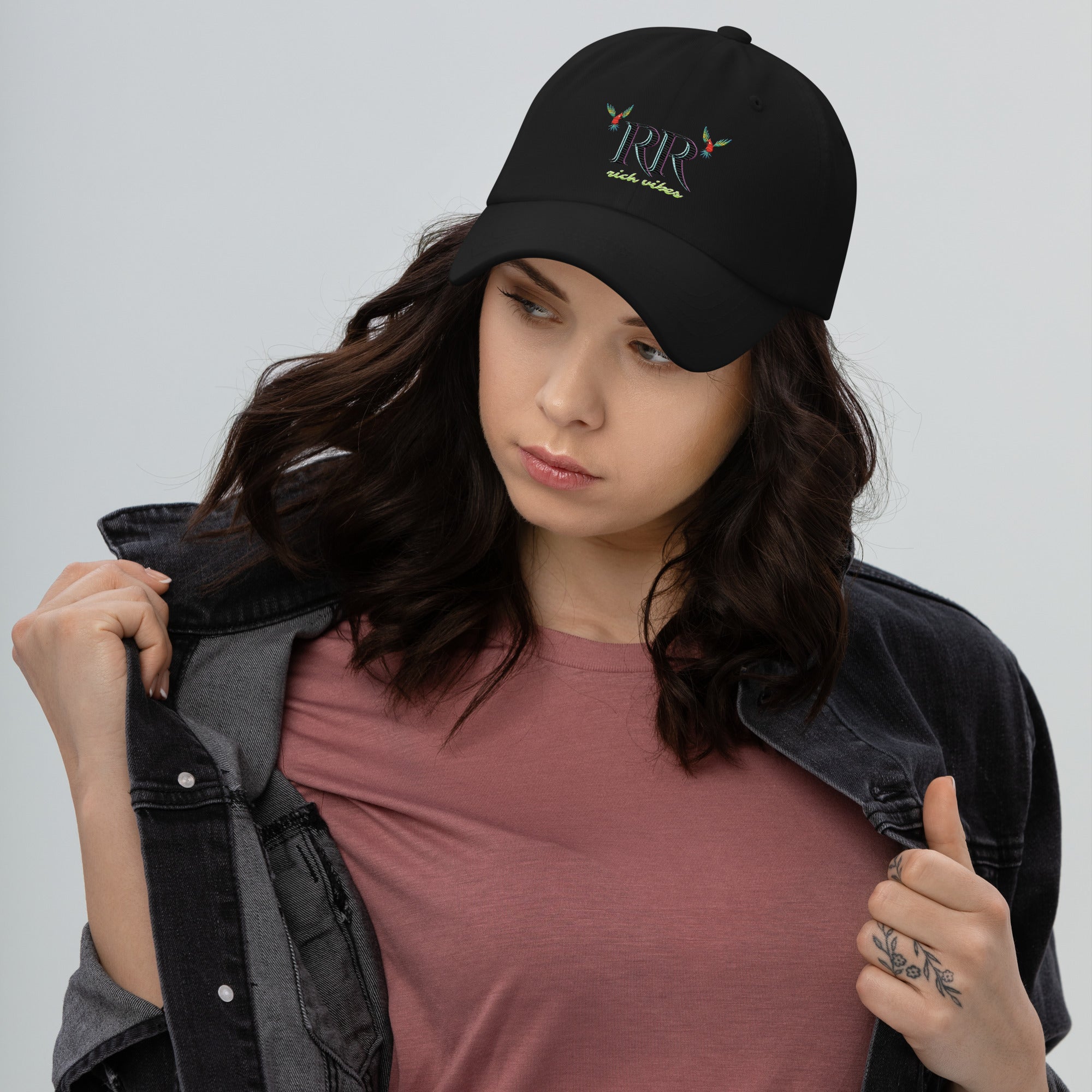 Rich Vibes RR Volt Logo - Dad hat Black