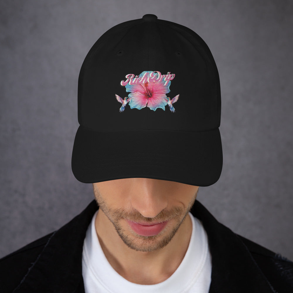 Rich Drip Tropical Pink Flower 3.0 - Dad hat Black