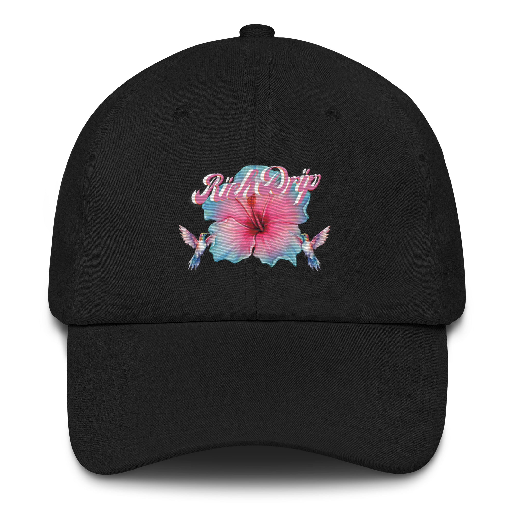 Rich Drip Tropical Pink Flower 3.0 - Dad hat Black
