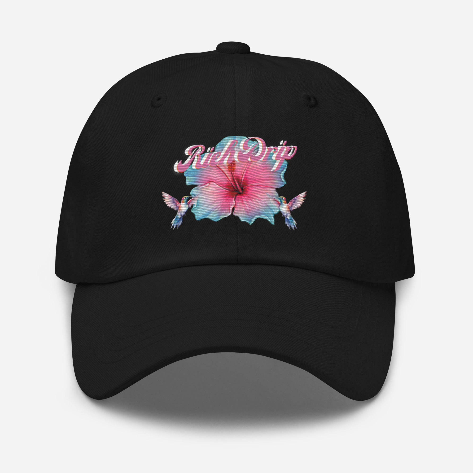 Rich Drip Tropical Pink Flower 3.0 - Dad hat Black