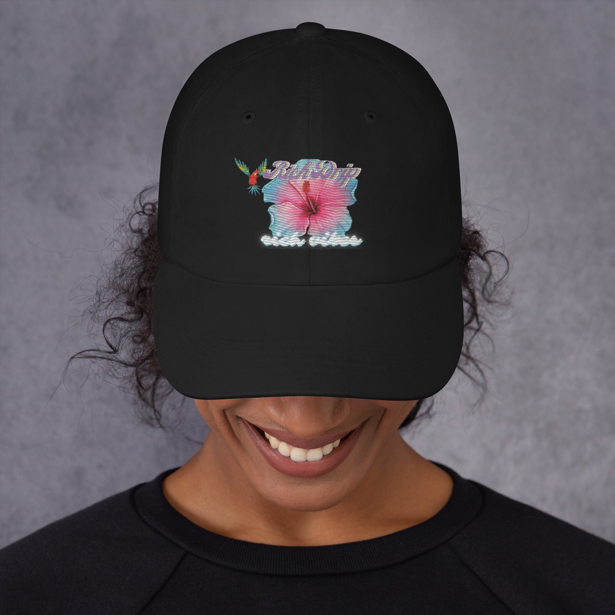Dad haRV Rich Drip Tropical Flower 2.0 - Dad hat Black