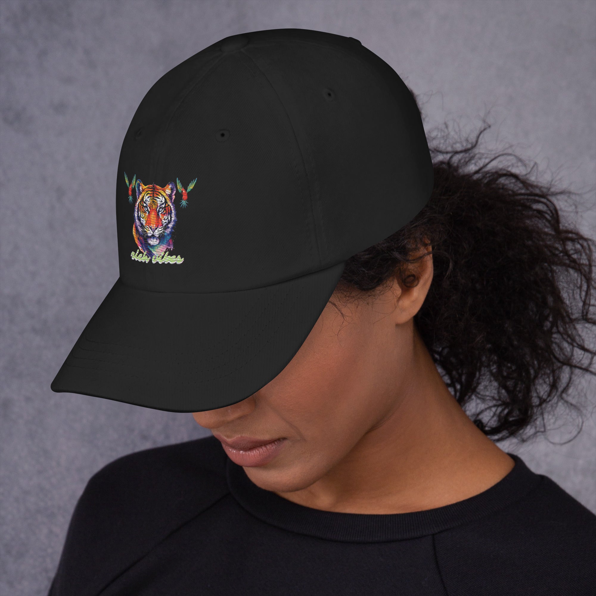 Rich Vibes Tropical Jungle Tiger 3.5 - Dad hat Black