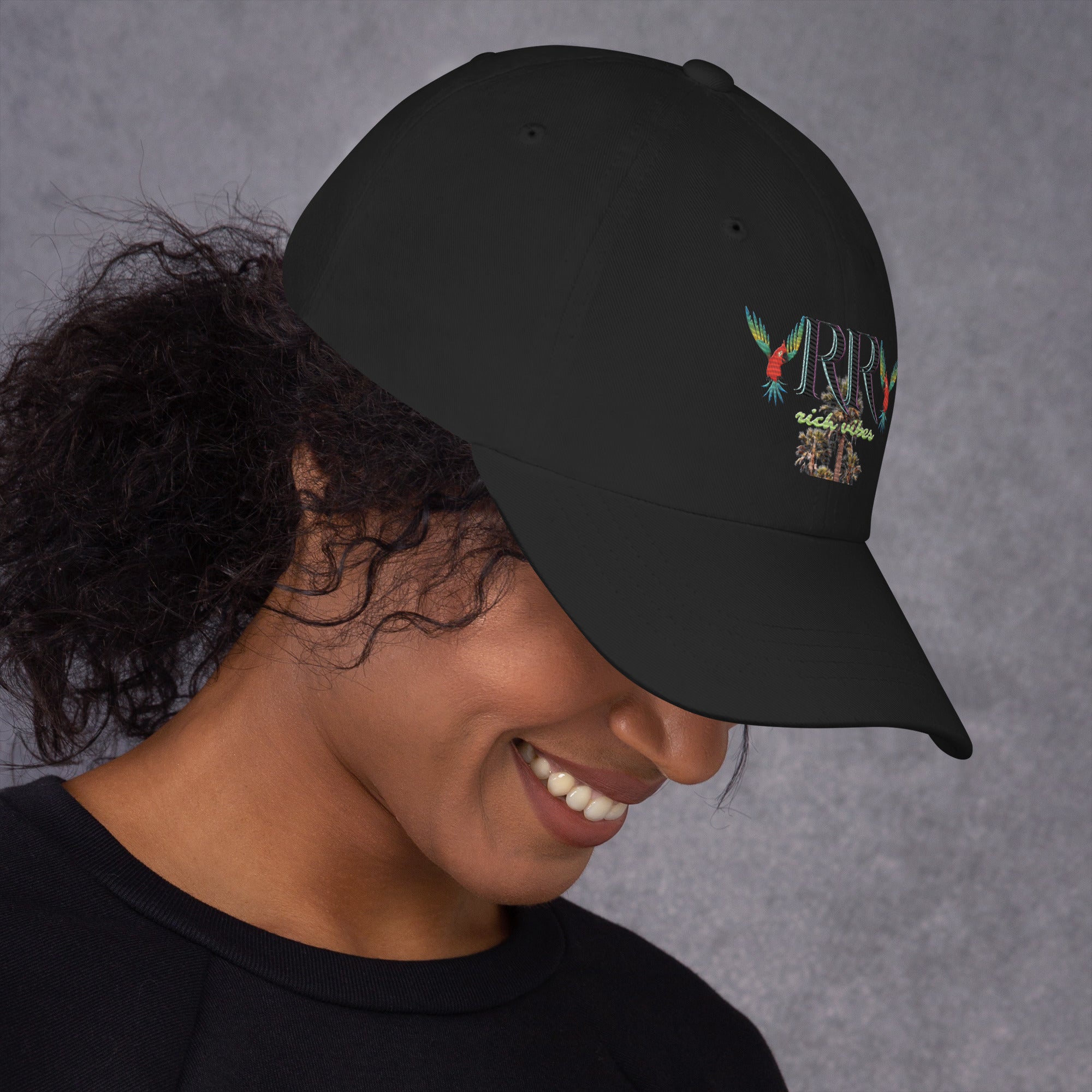 Rich Vibes RR Colorful Palm Tree Silhouette - Dad hat Black