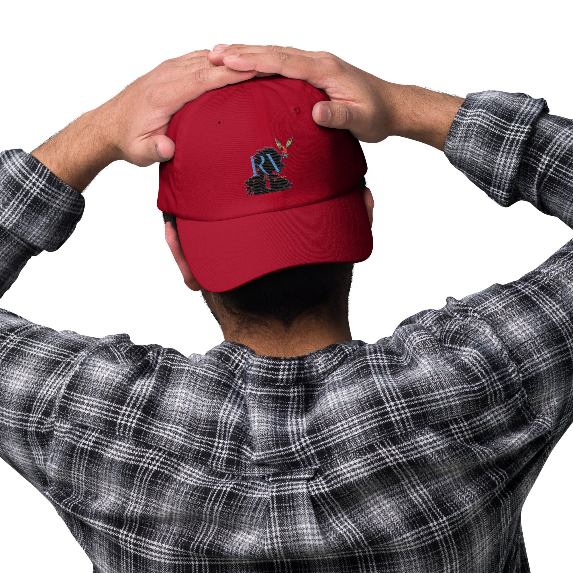 Rich Vibes RV Palm Tree Silhouette - Dad hat Royal Red