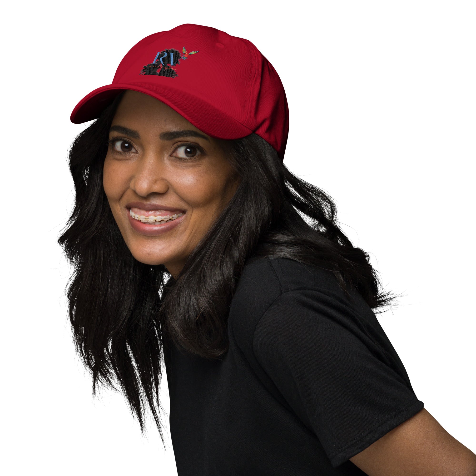 Rich Vibes RV Palm Tree Silhouette - Dad hat Royal Red