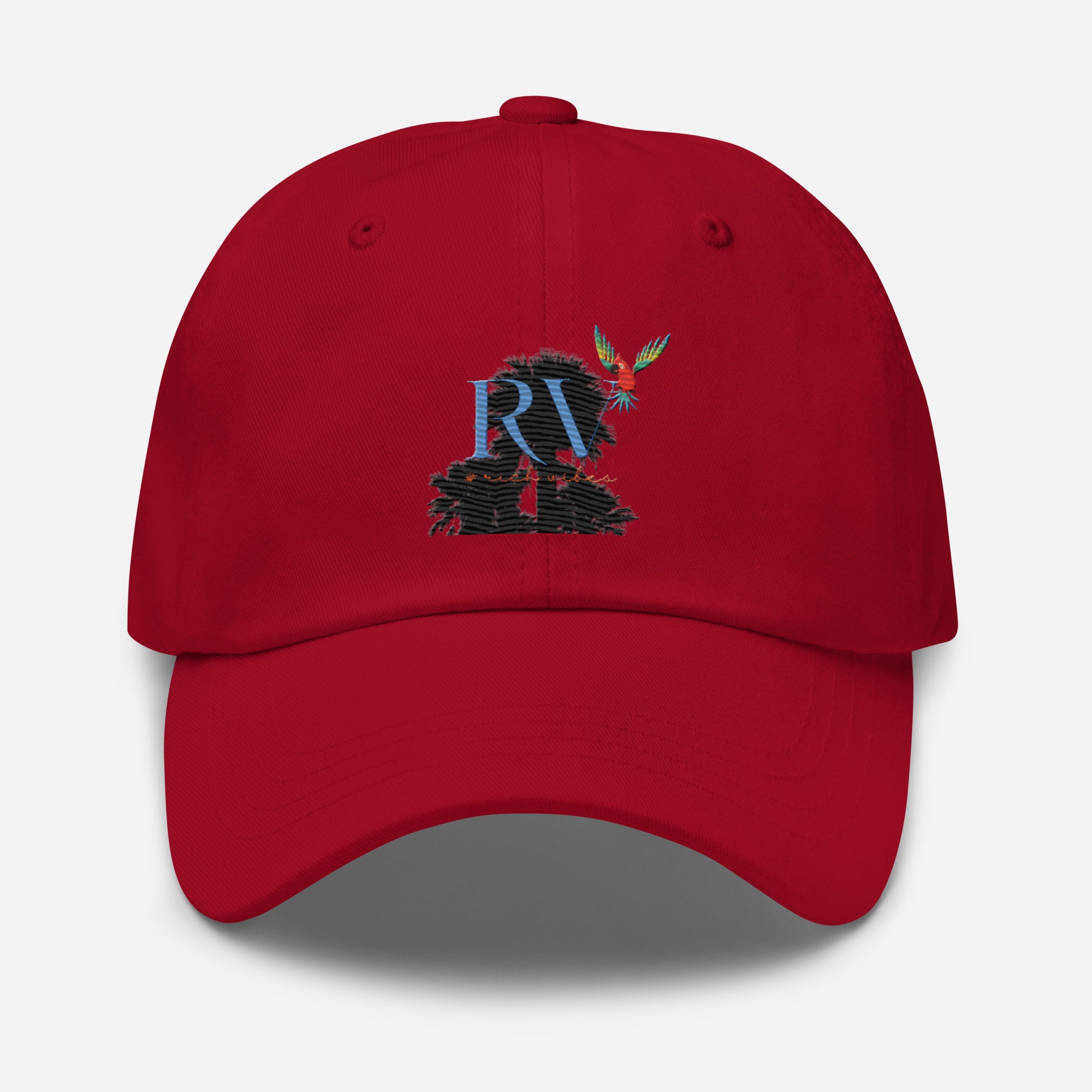 Rich Vibes RV Palm Tree Silhouette - Dad hat Royal Red