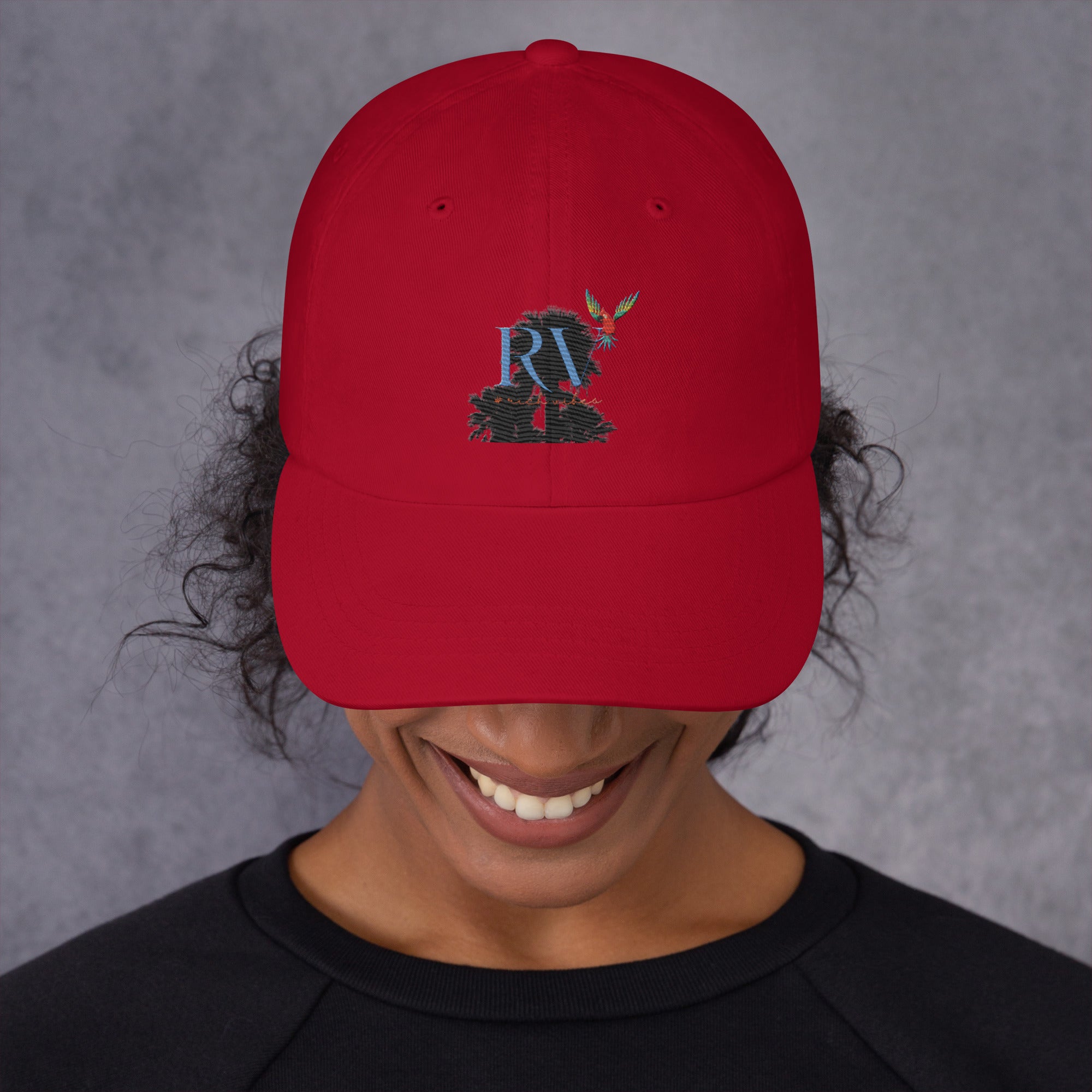 Rich Vibes RV Palm Tree Silhouette - Dad hat Royal Red