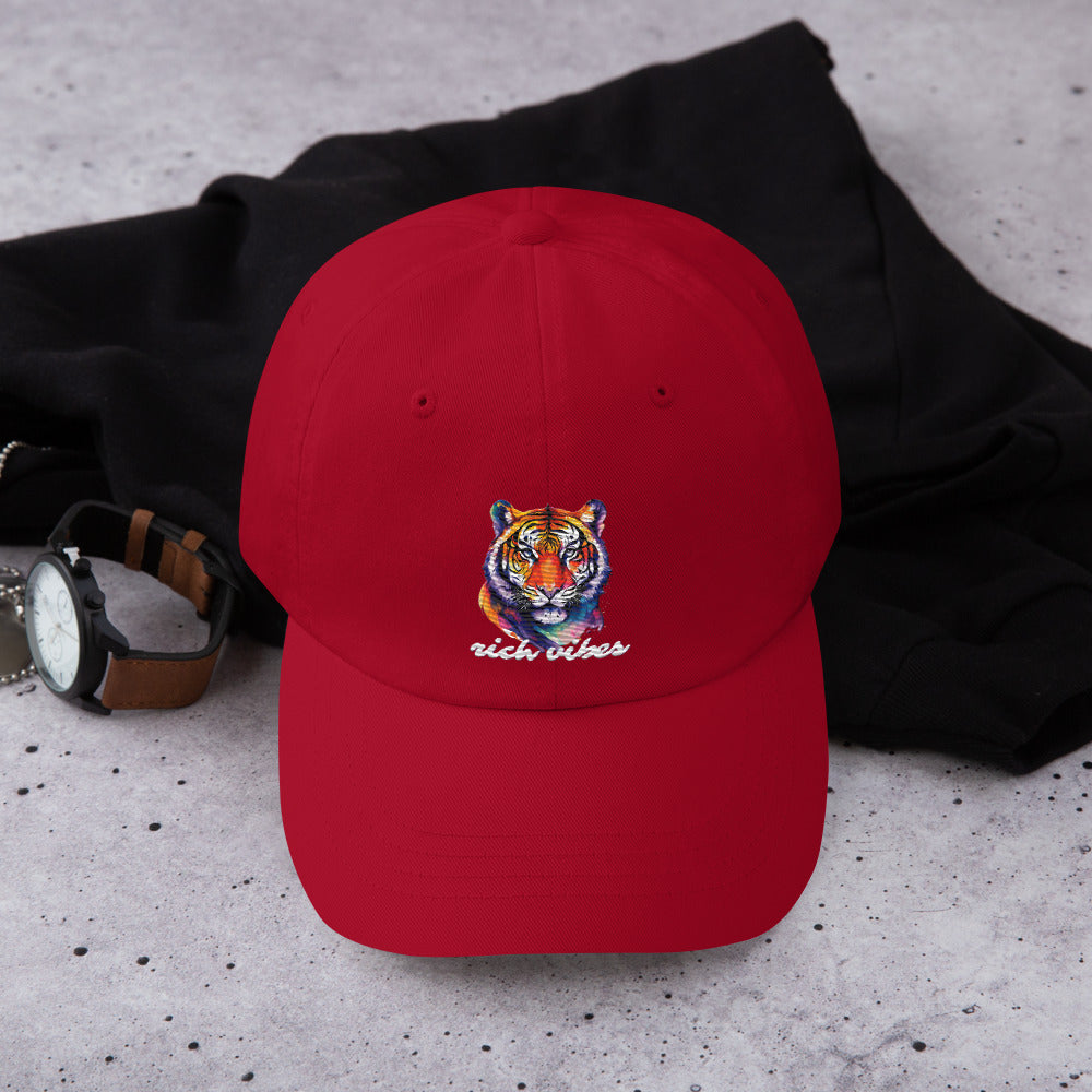Rich Vibes Tropical Jungle Tiger 1.0 - Dad hat Royal Red