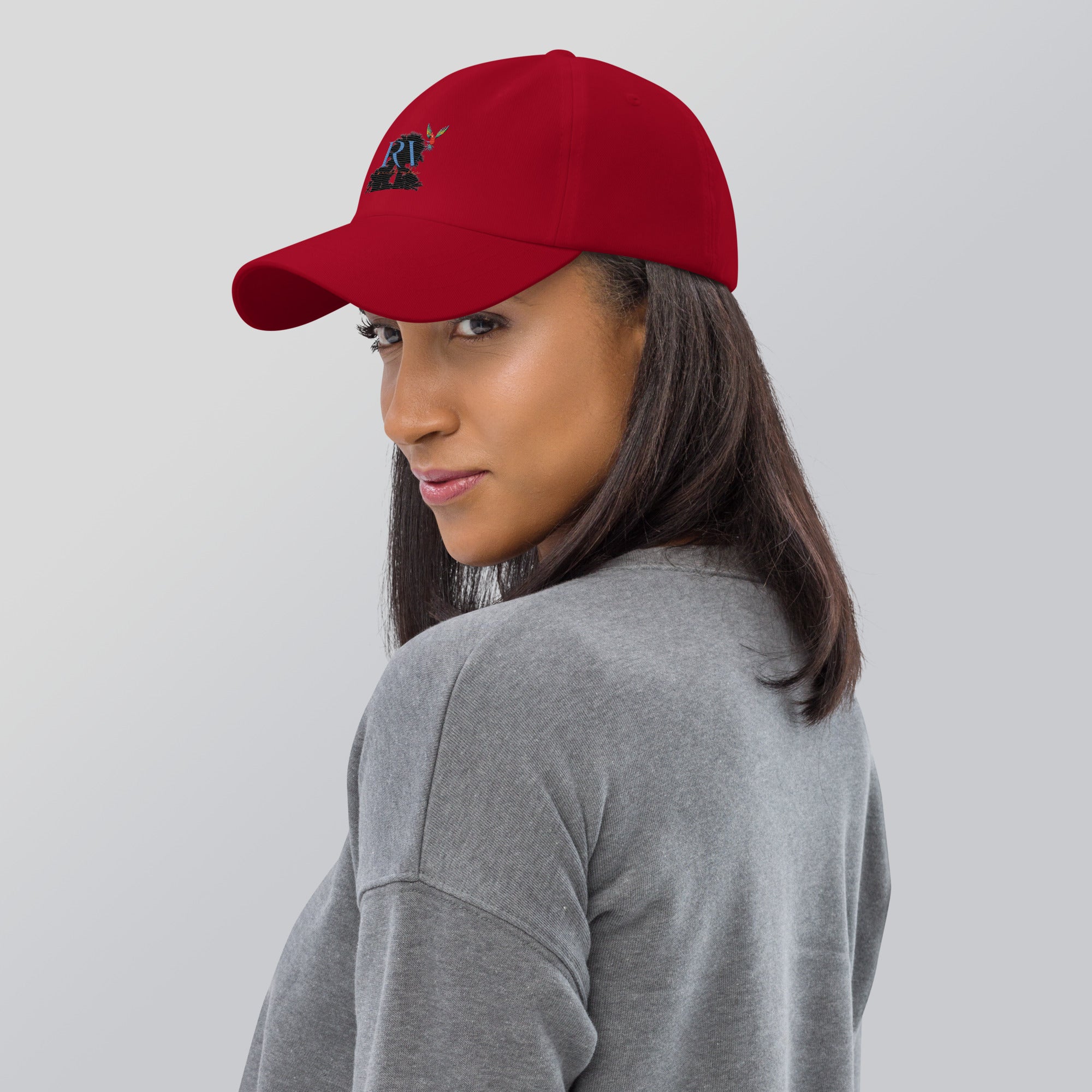 Rich Vibes RV Palm Tree Silhouette - Dad hat Royal Red