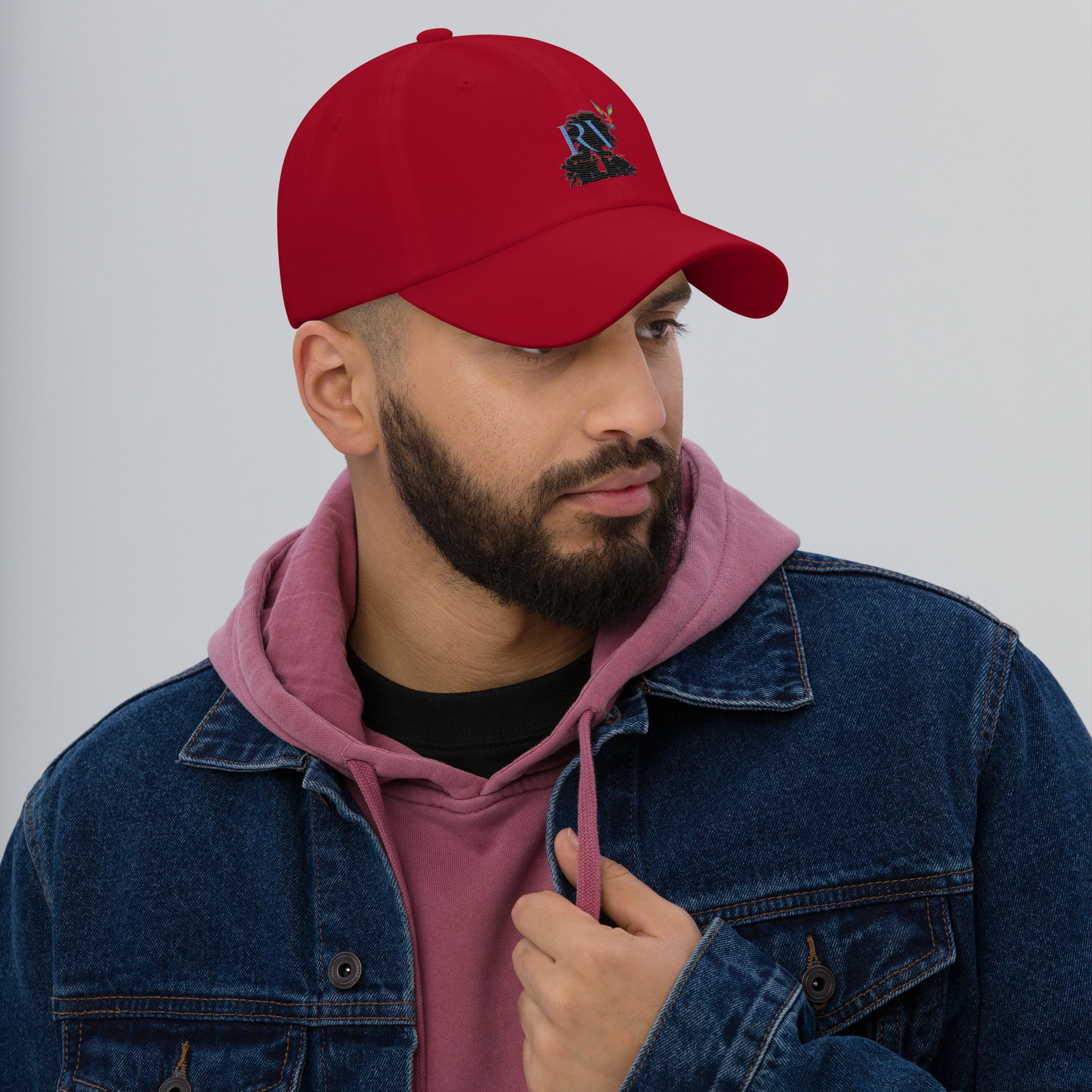Rich Vibes RV Palm Tree Silhouette - Dad hat Royal Red