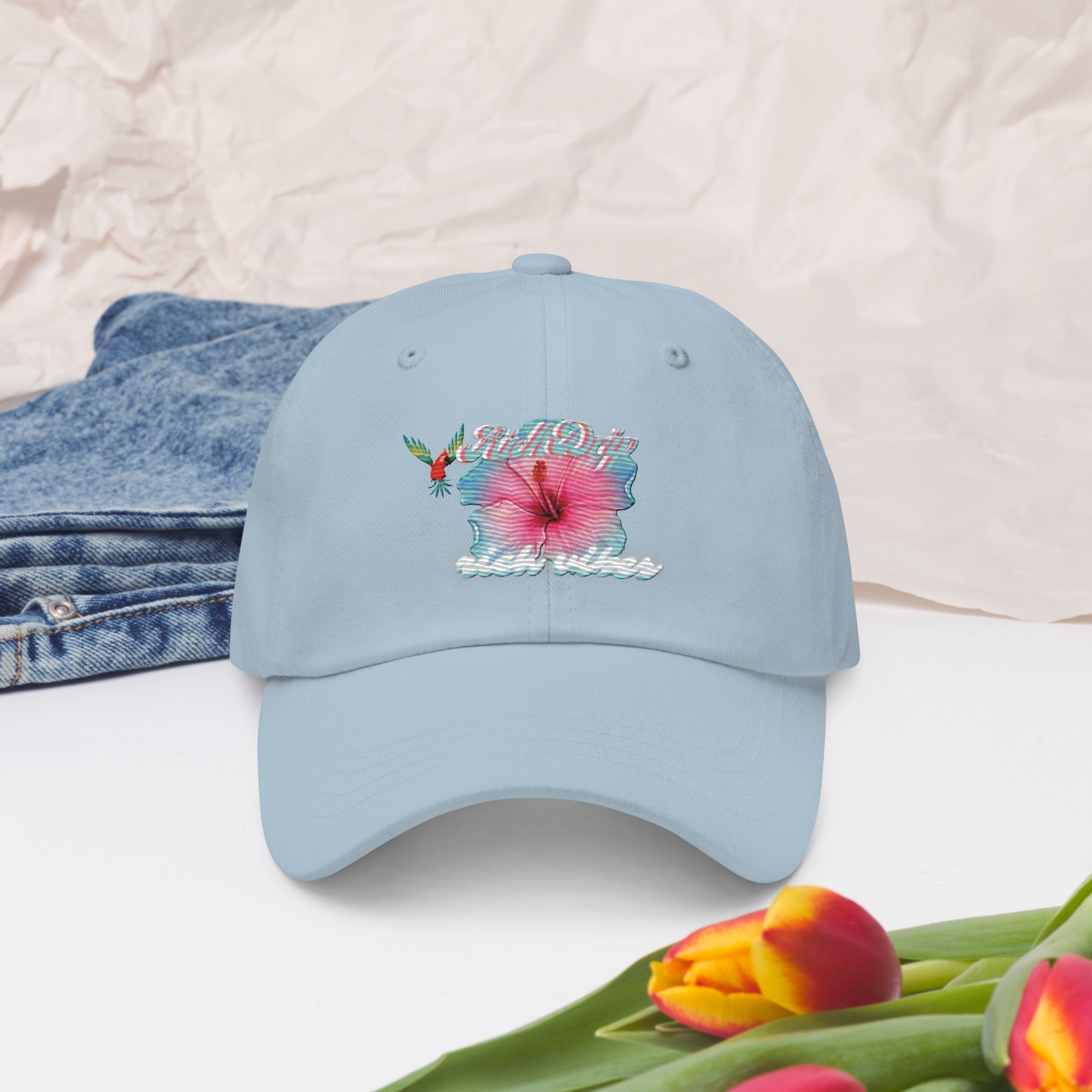 RV Rich Drip Tropical Flower 1.0 - Dad hat Light Blue