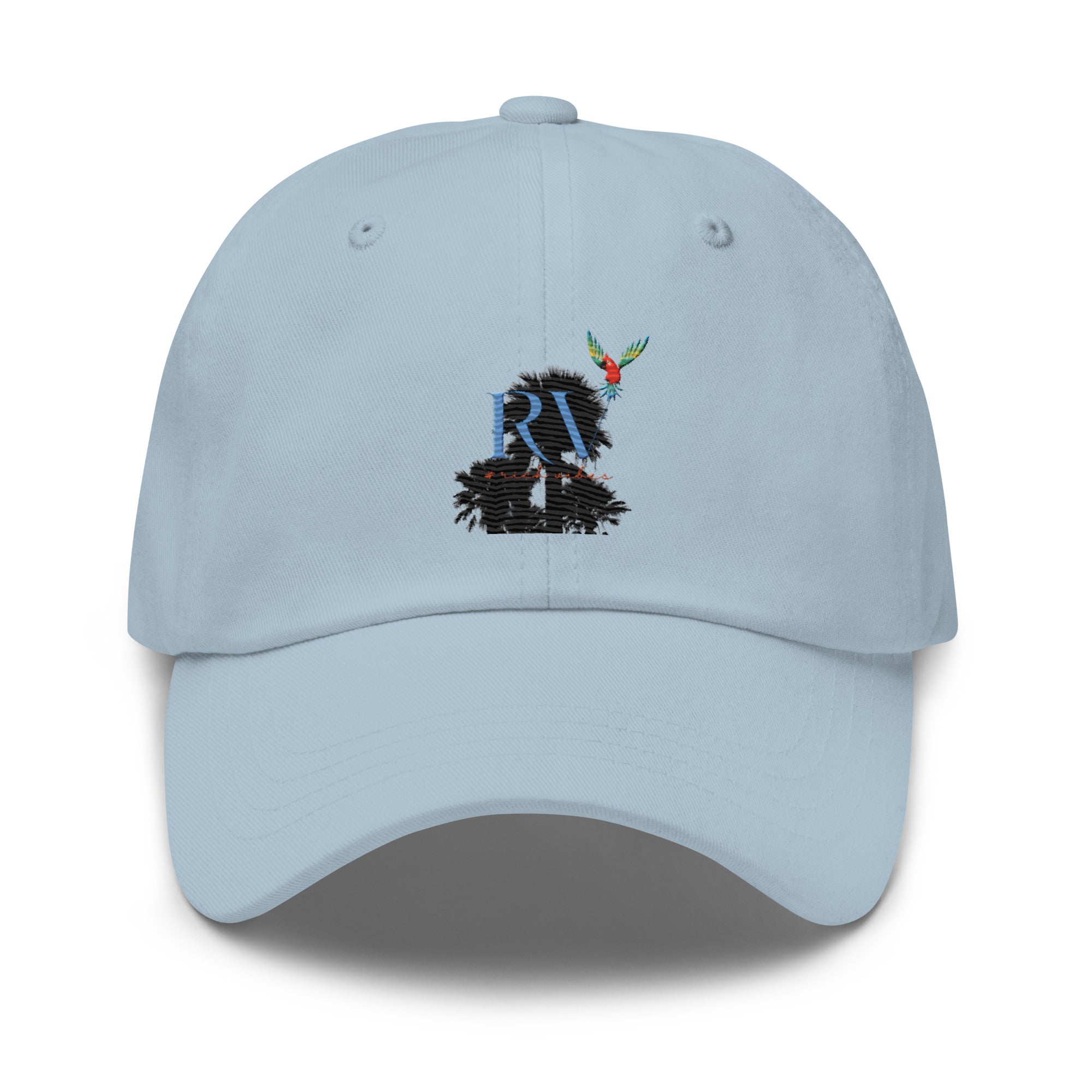 Rich Vibes RV Palm Tree Silhouette - Dad hat Light Blue
