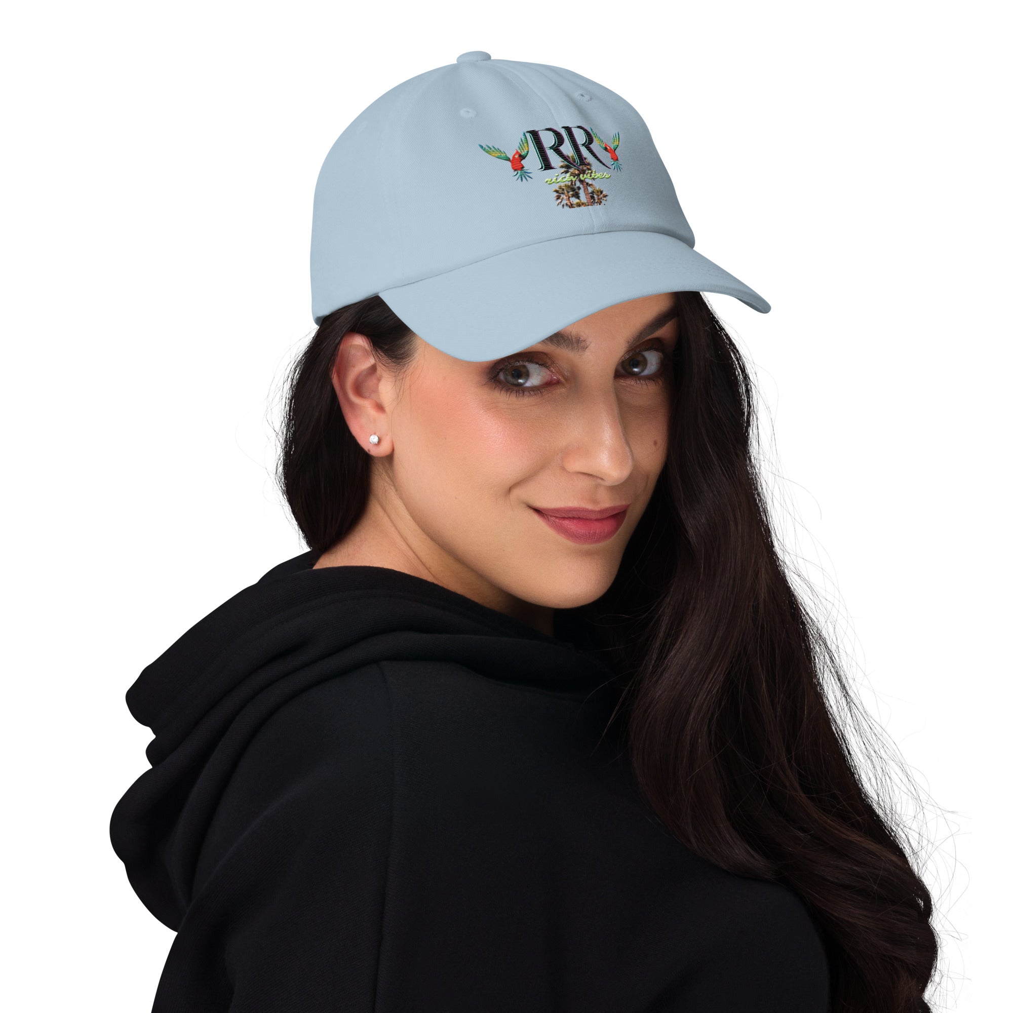 Rich Vibes RR Colorful Palm Tree Silhouette - Dad hat Baby Blue