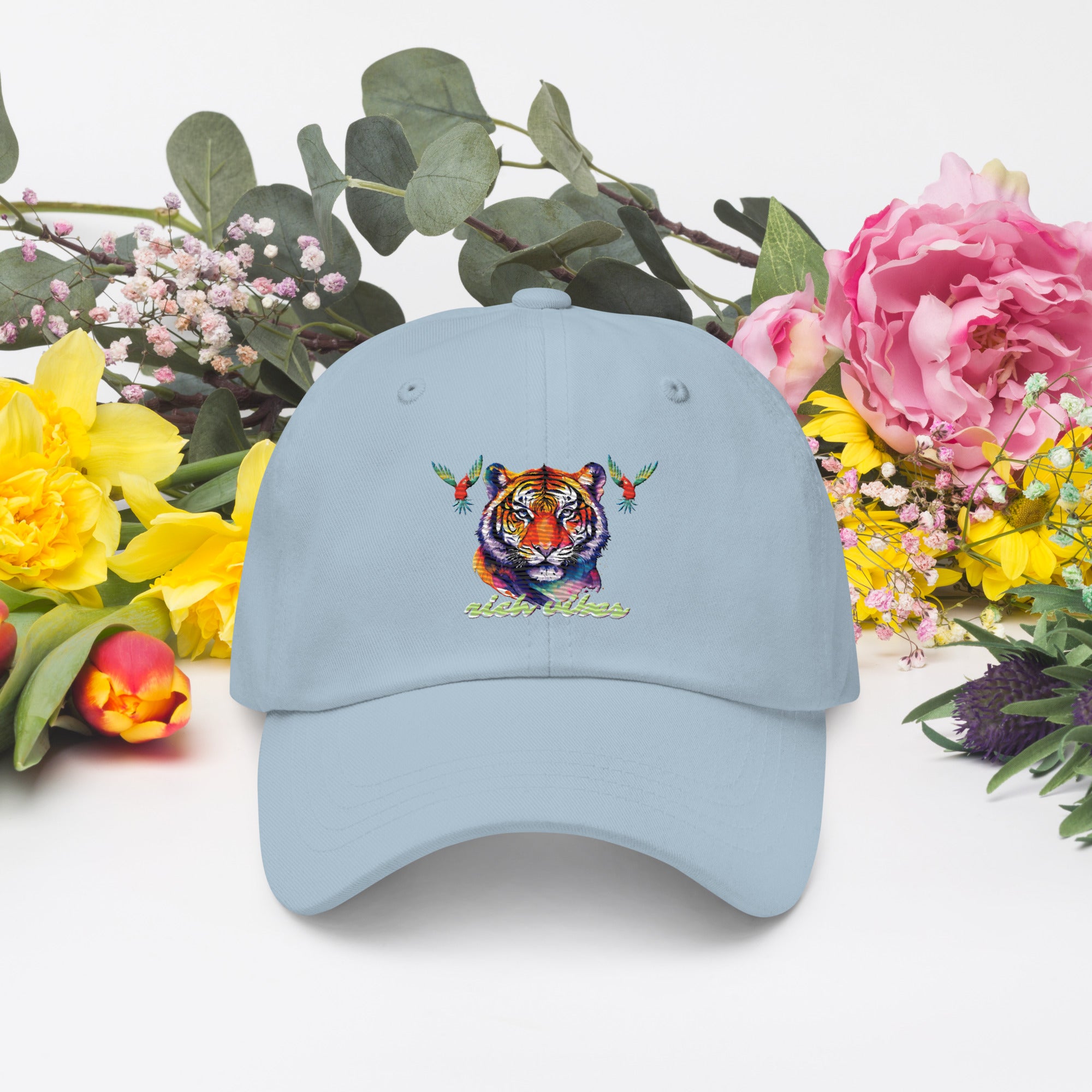 Rich Vibes Tropical Jungle Tiger 3.5 - Dad hat Baby Blue