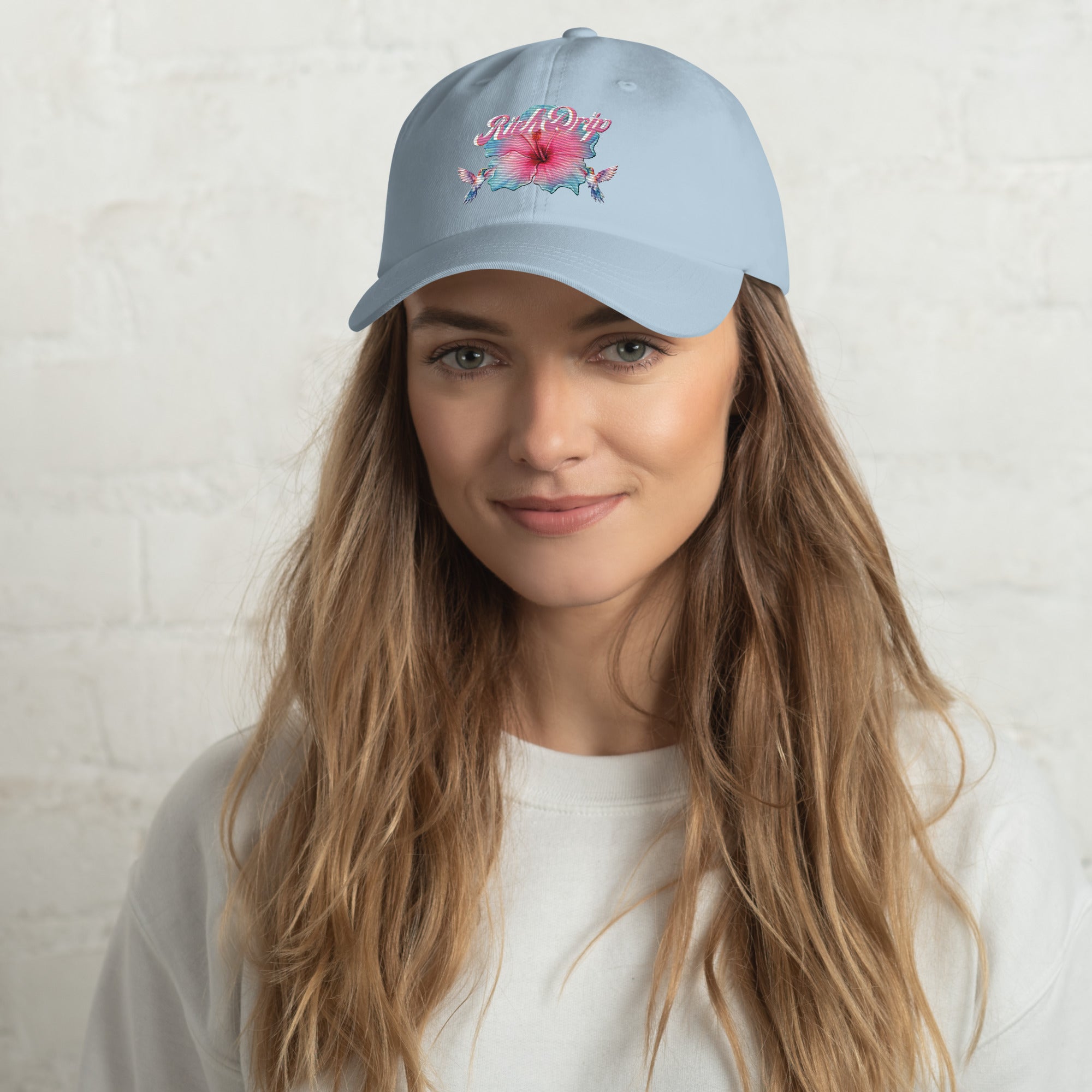 Rich Drip Tropical Pink Flower 3.0 - Dad hat Light Blue