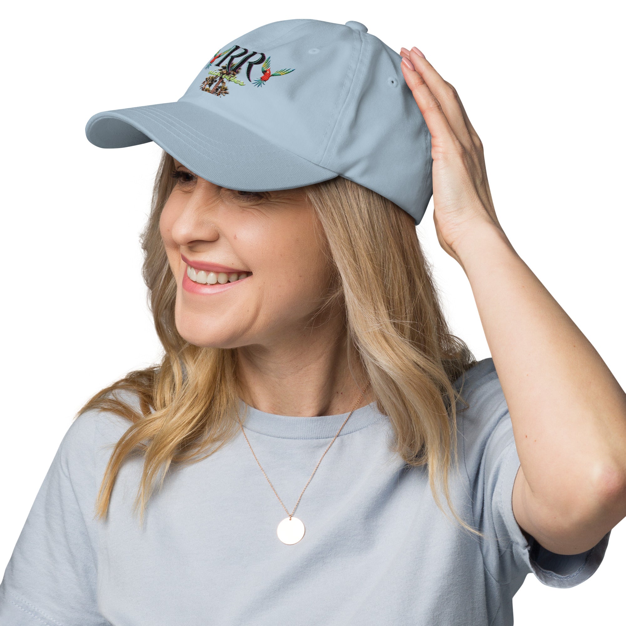Rich Vibes RR Colorful Palm Tree Silhouette - Dad hat Baby Blue