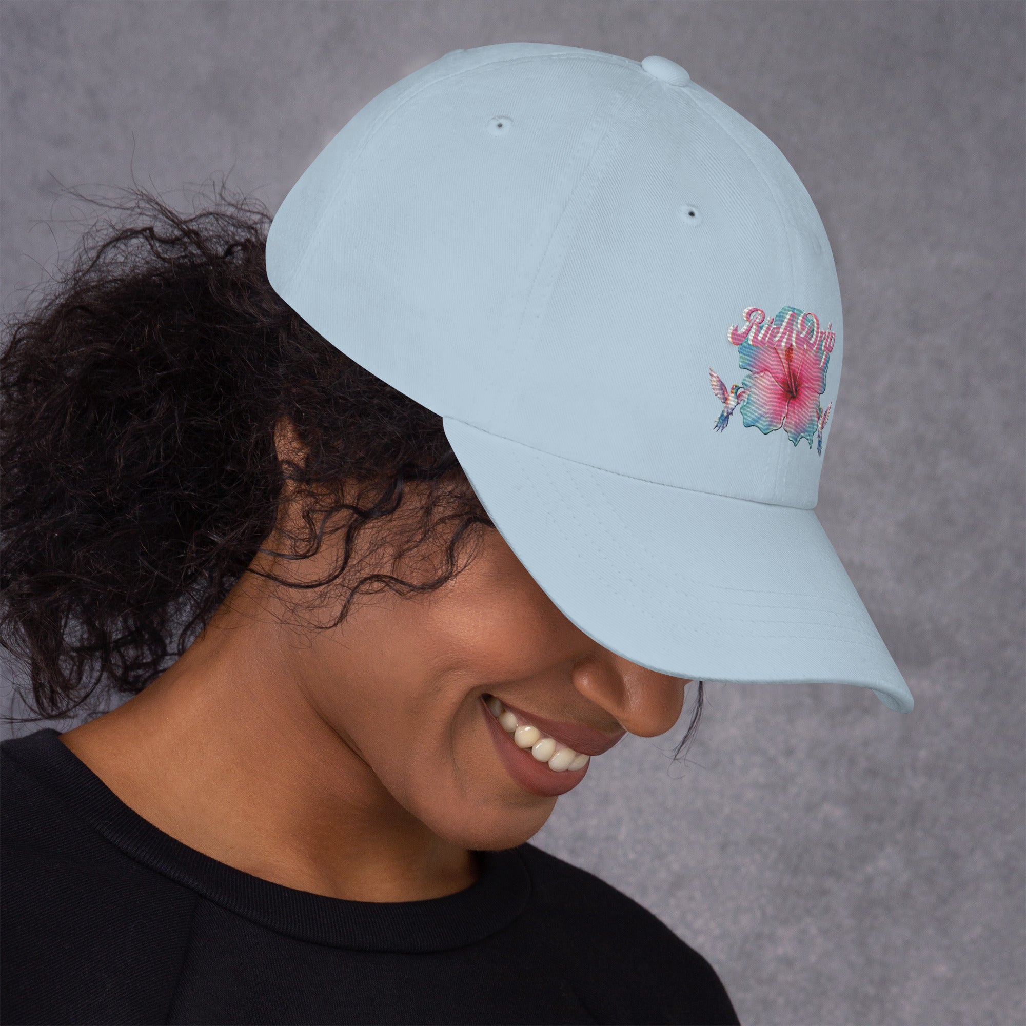 Rich Drip Tropical Pink Flower 3.0 - Dad hat Light Blue