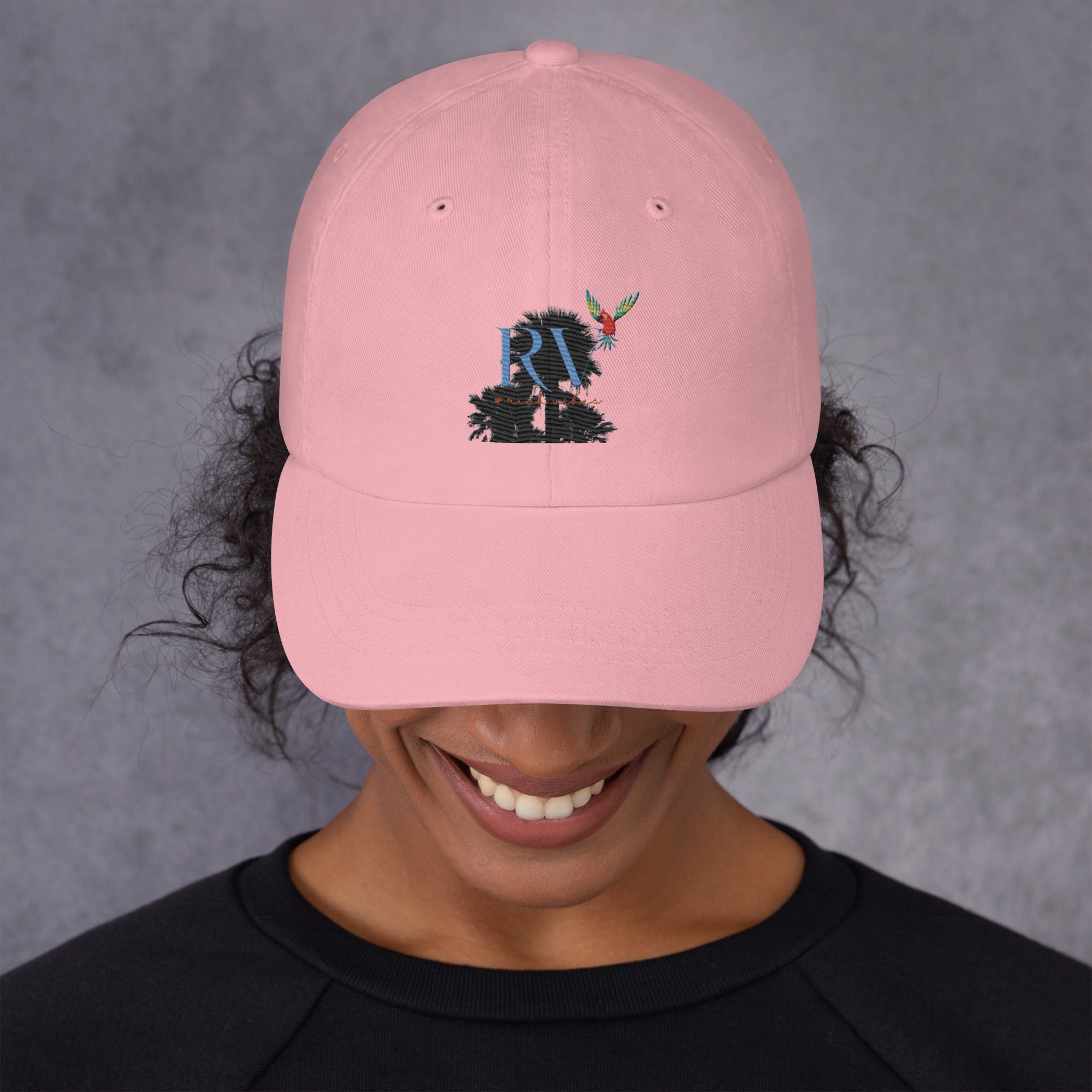 Rich Vibes RV Palm Tree Silhouette - Dad hat Pink