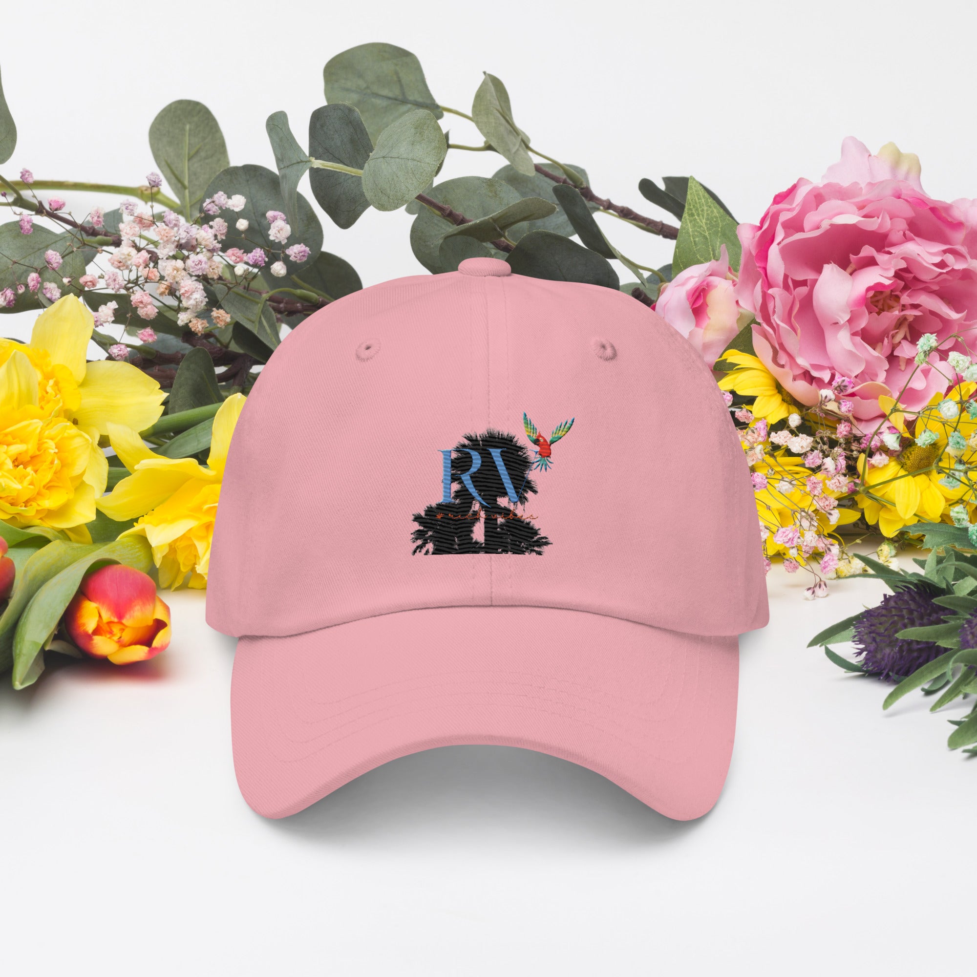 Rich Vibes RV Palm Tree Silhouette - Dad hat Pink