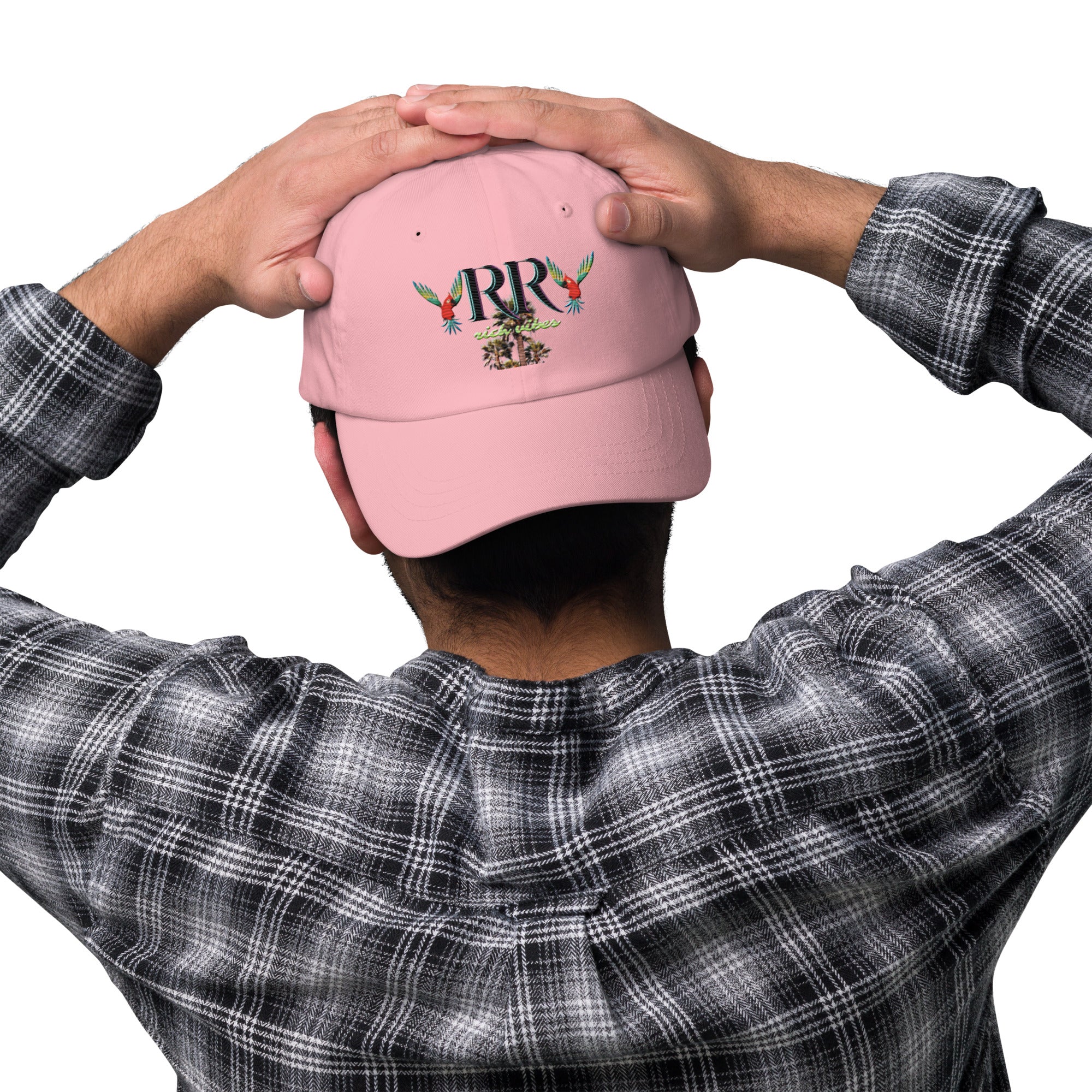 Rich Vibes RR Colorful Palm Tree Silhouette - Dad hat Pink