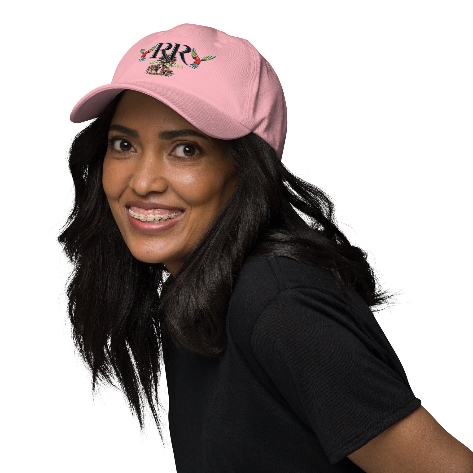 Rich Vibes RR Colorful Palm Tree Silhouette - Dad hat Pink