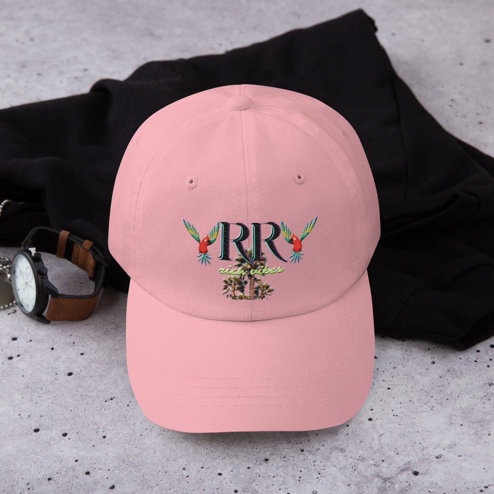 Rich Vibes RR Colorful Palm Tree Silhouette - Dad hat Pink