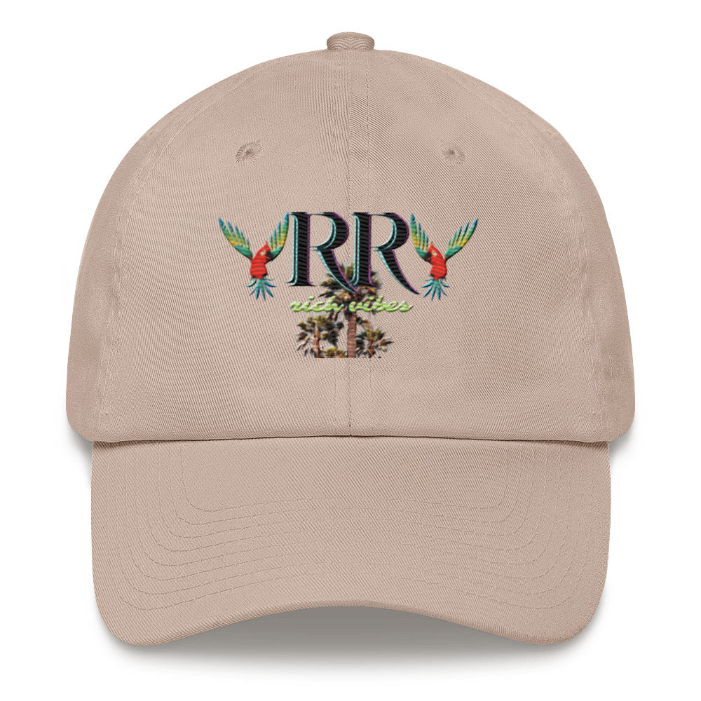 Rich Vibes RR Colorful Palm Tree Silhouette - Dad hat Stone