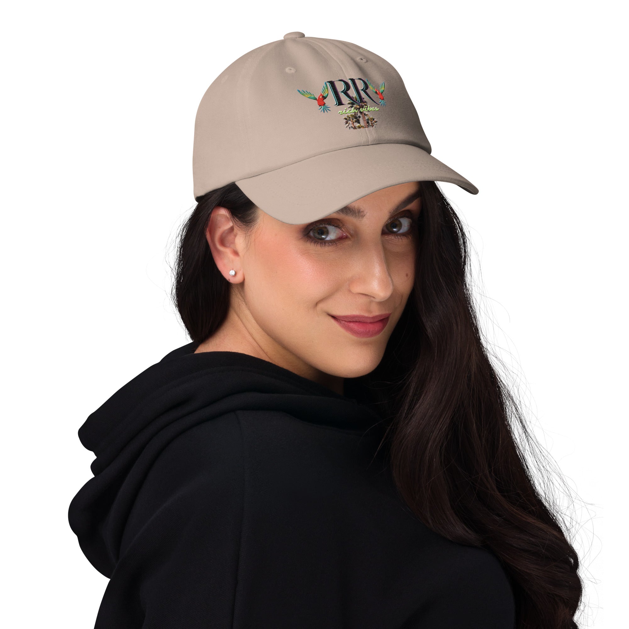 Rich Vibes RR Colorful Palm Tree Silhouette - Dad hat Stone