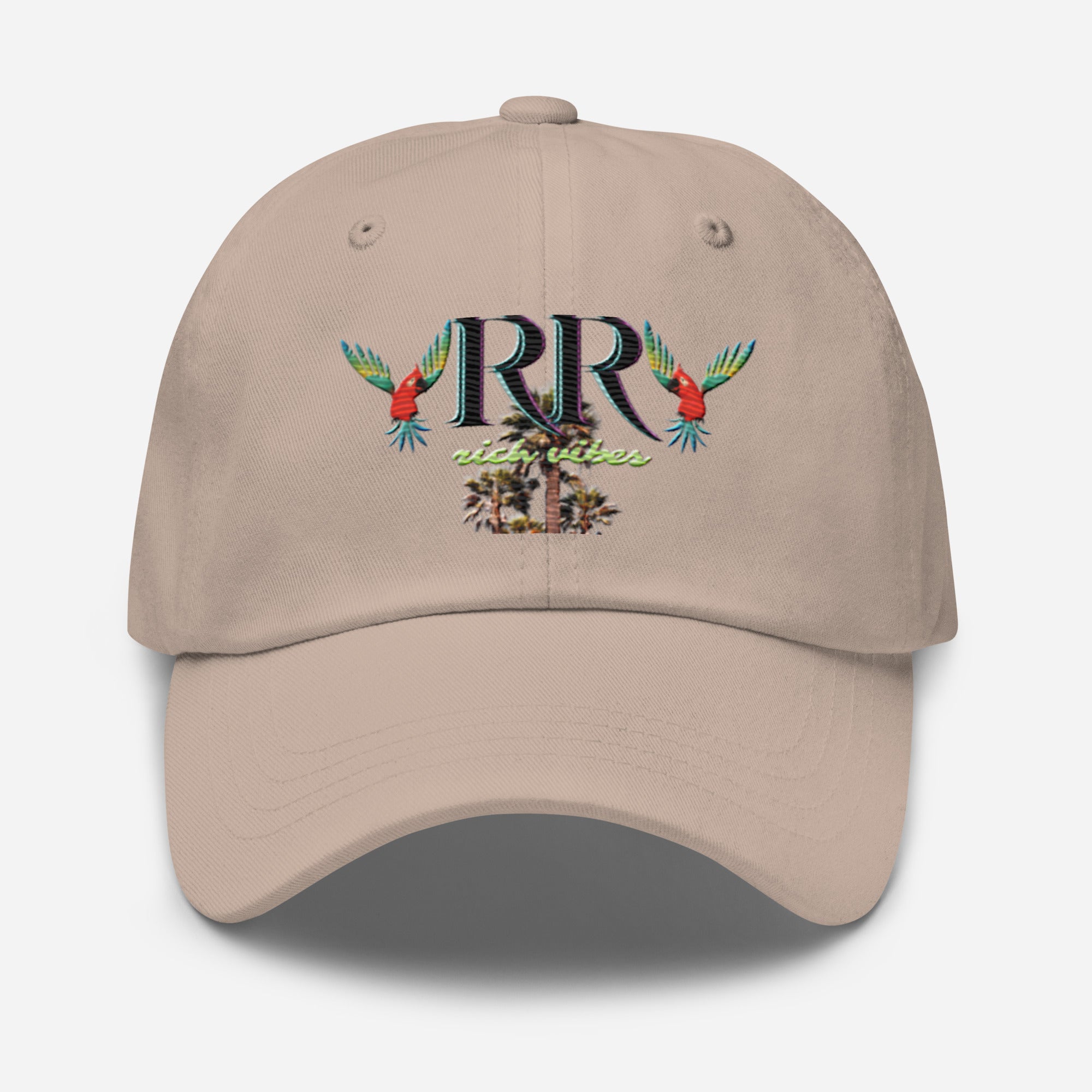 Rich Vibes RR Colorful Palm Tree Silhouette - Dad hat Stone