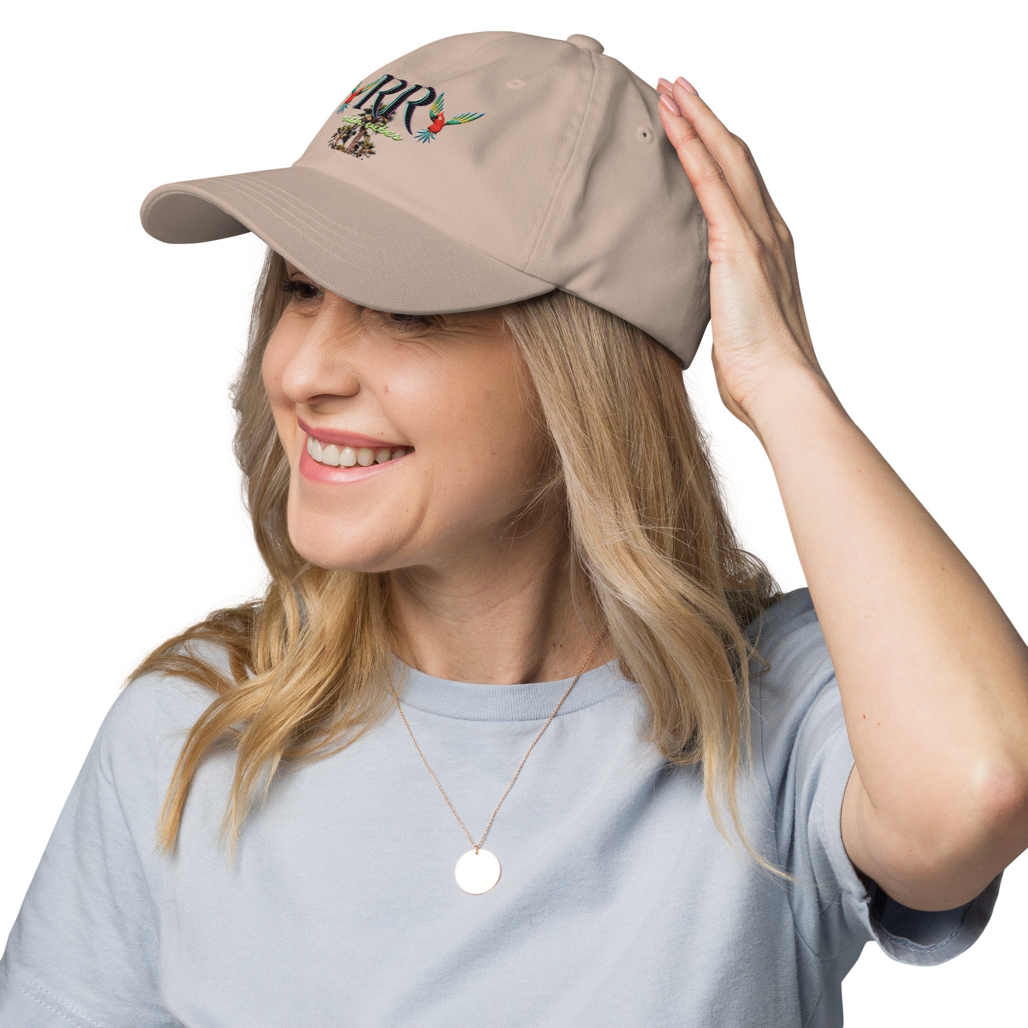 Rich Vibes RR Colorful Palm Tree Silhouette - Dad hat Stone