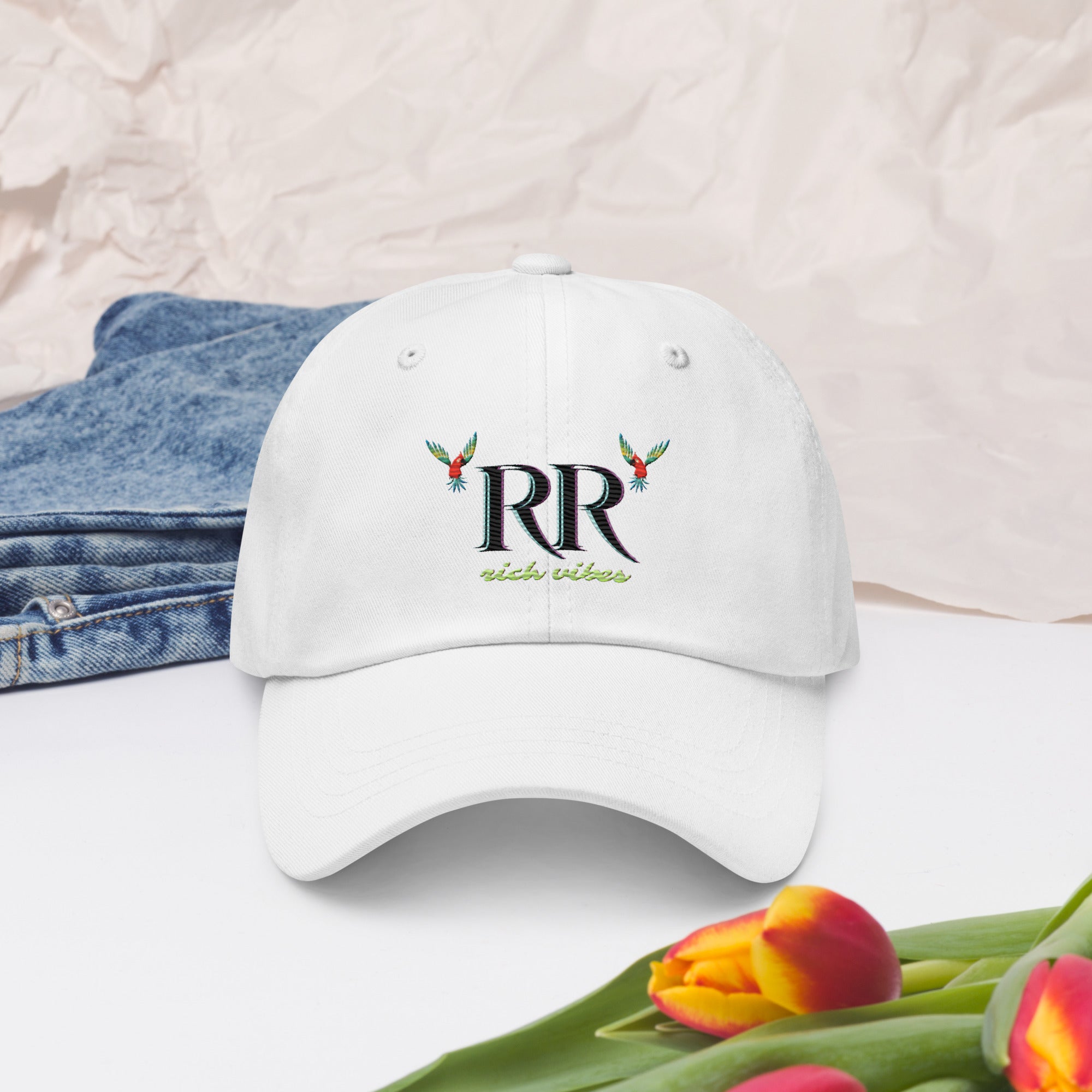 Rich Vibes RR Volt Logo - Dad hat White