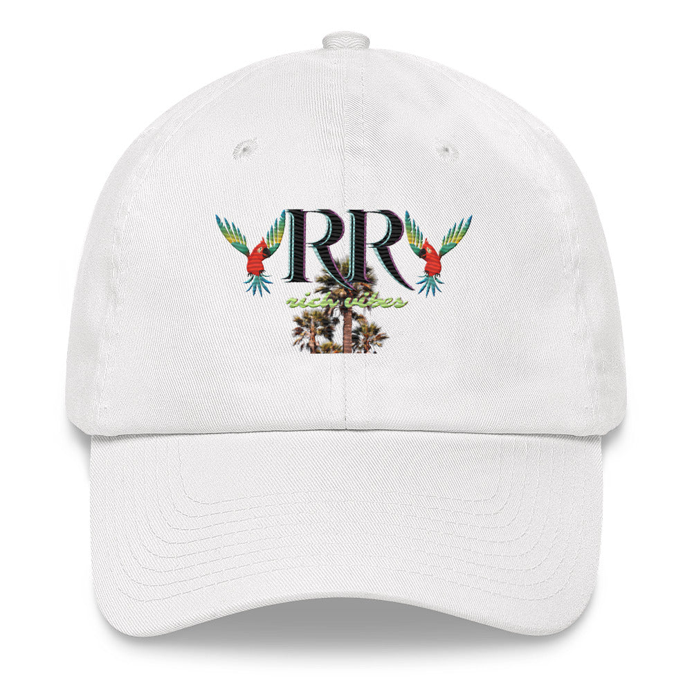 Rich Vibes RR Colorful Palm Tree Silhouette - Dad hat White