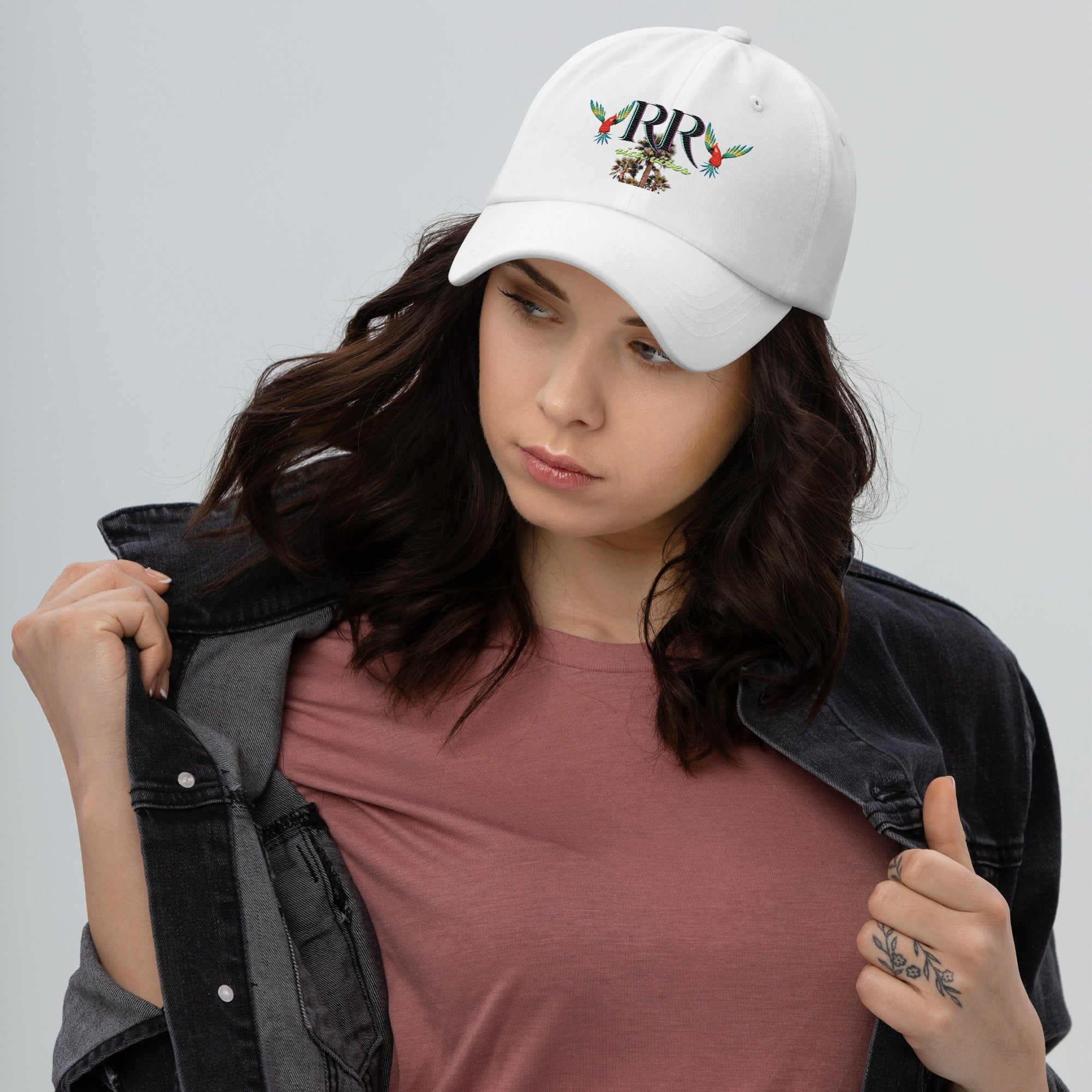 Rich Vibes RR Colorful Palm Tree Silhouette - Dad hat White