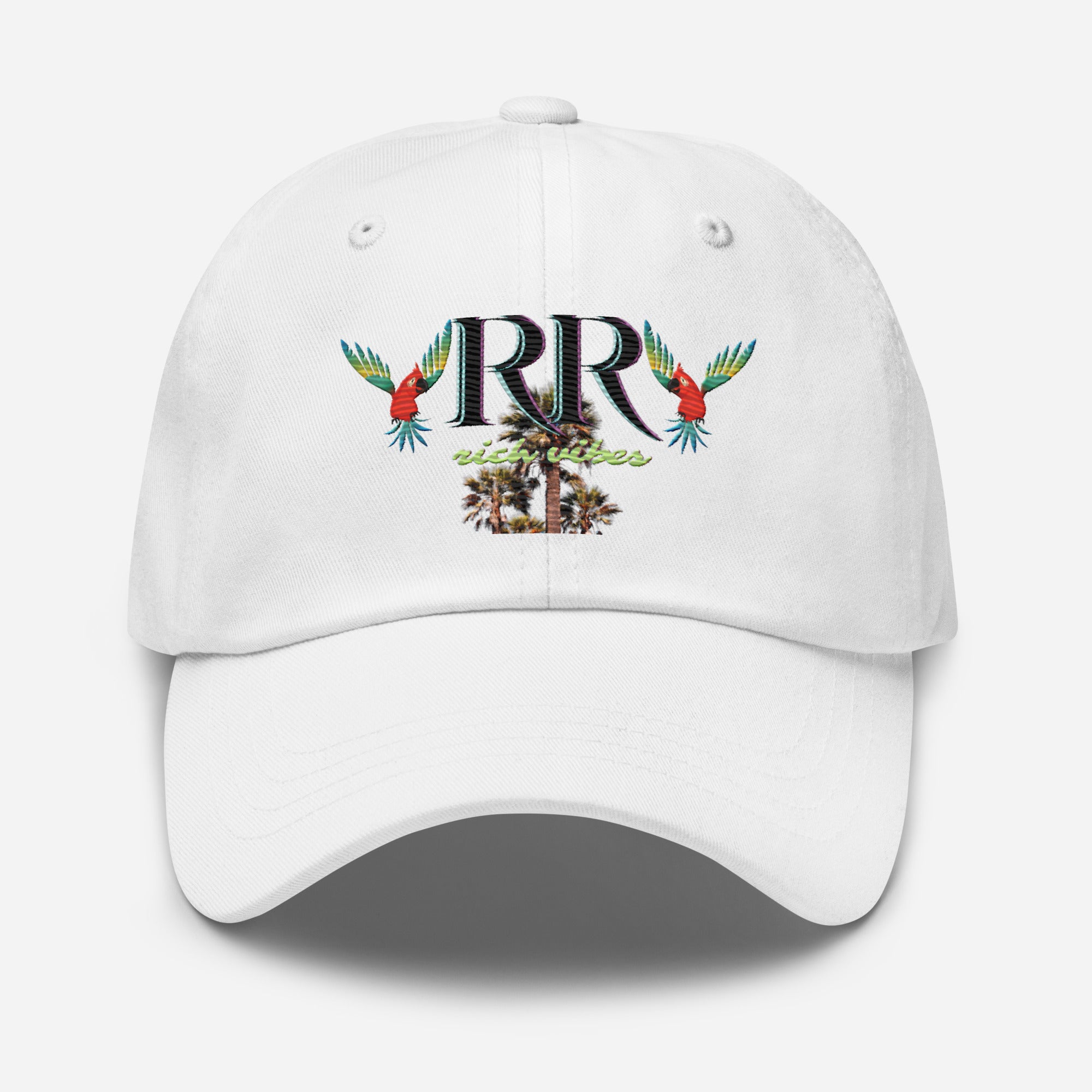 Rich Vibes RR Colorful Palm Tree Silhouette - Dad hat White