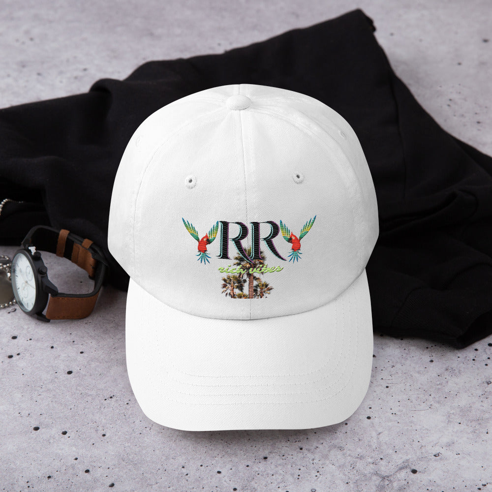 Rich Vibes RR Colorful Palm Tree Silhouette - Dad hat White