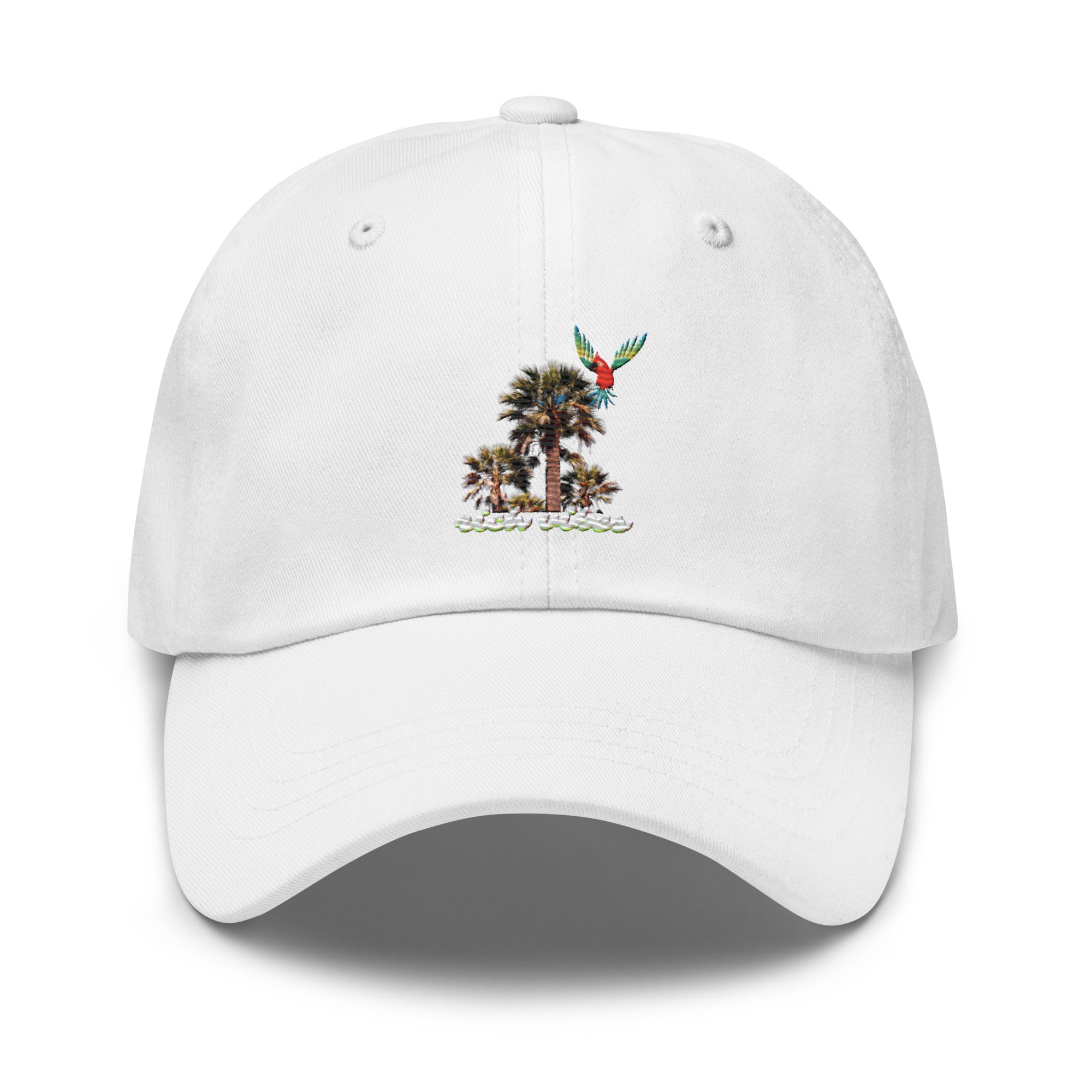 Rich Vibes White logo Tropical Colorful Palm Tree - Dad hat White