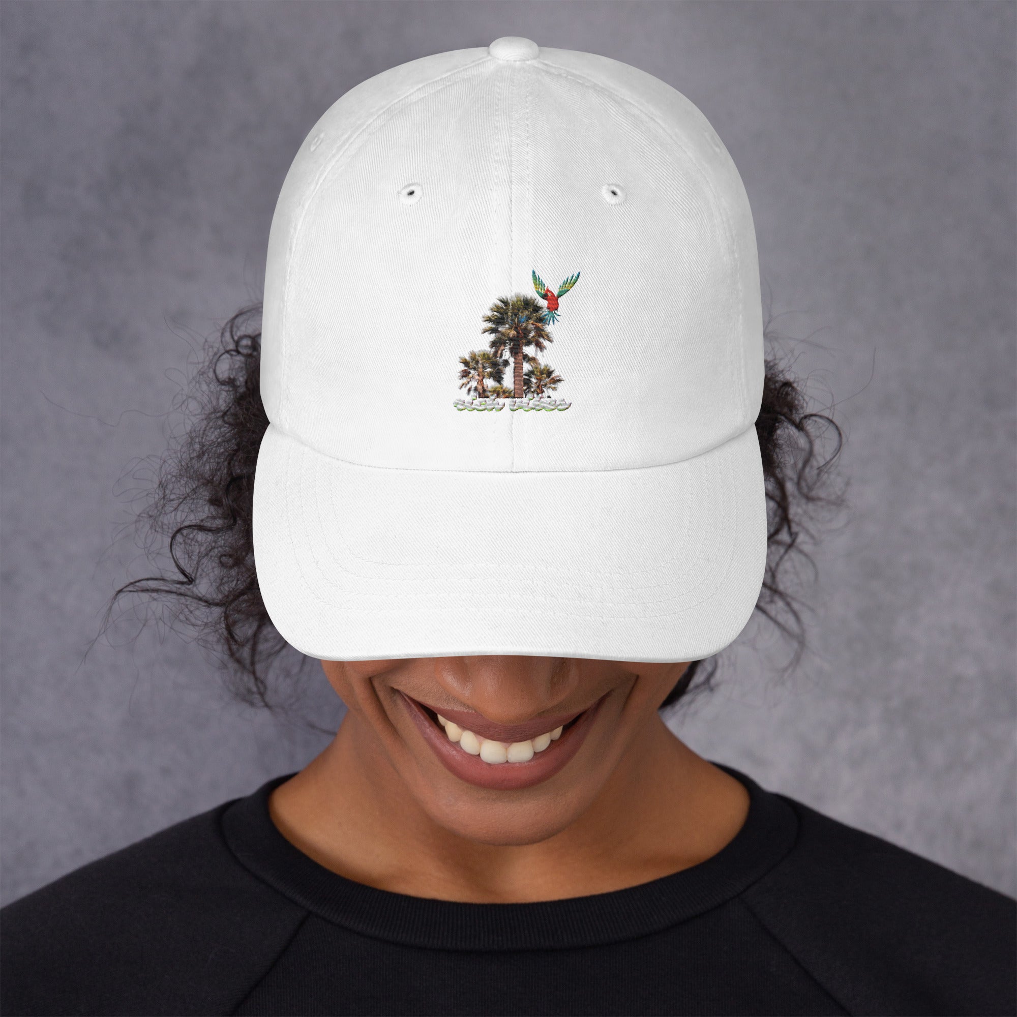 Rich Vibes White logo Tropical Colorful Palm Tree - Dad hat White